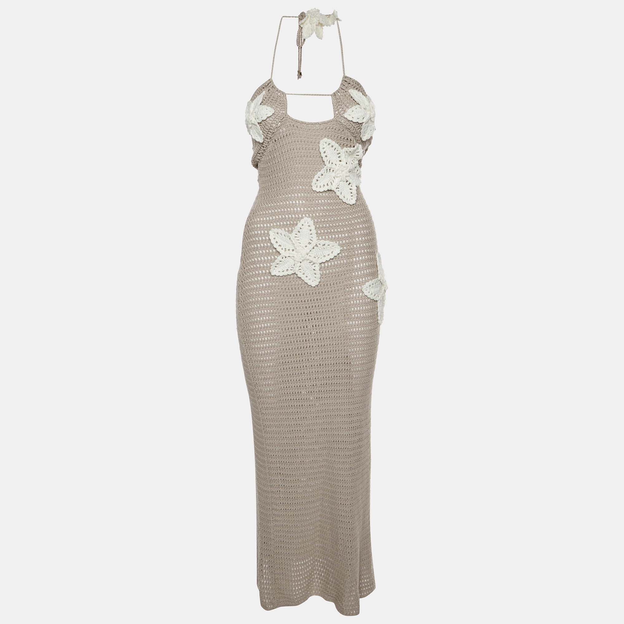 

Meshki Beige Kyla Floral Crochet Maxi Dress XS
