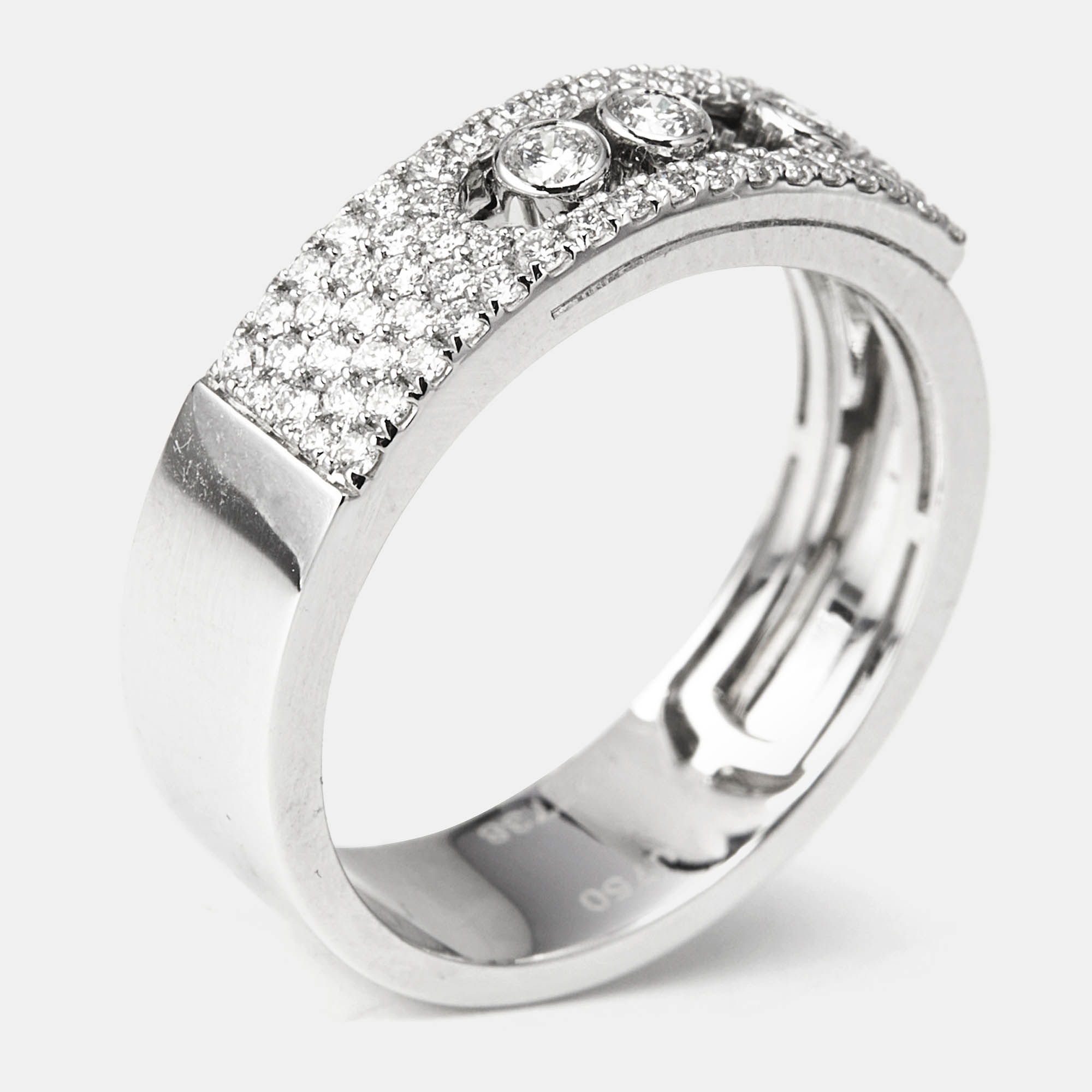 Pre-owned Messika Move Noa Pavé Diamonds 18k White Gold Ring Size 55