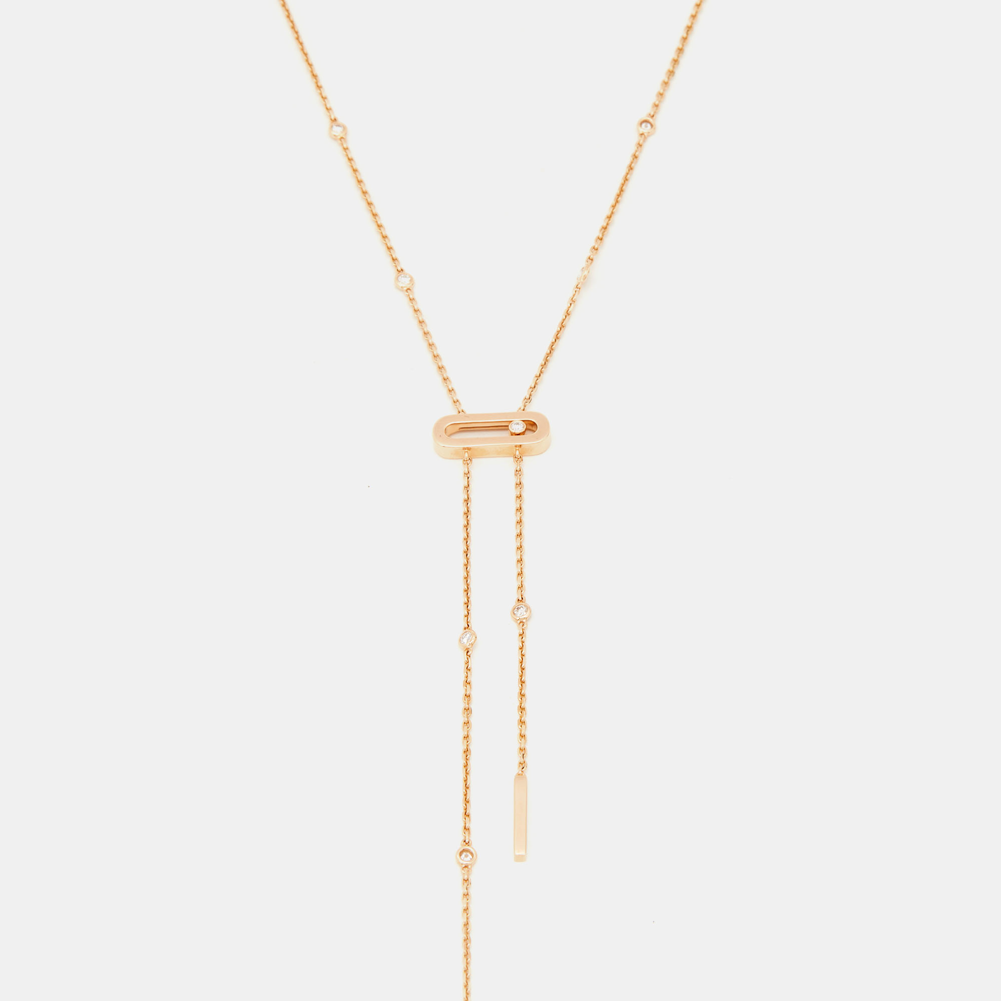 Pre-owned Messika Move Uno Diamond 18k Rose Gold Tie Necklace
