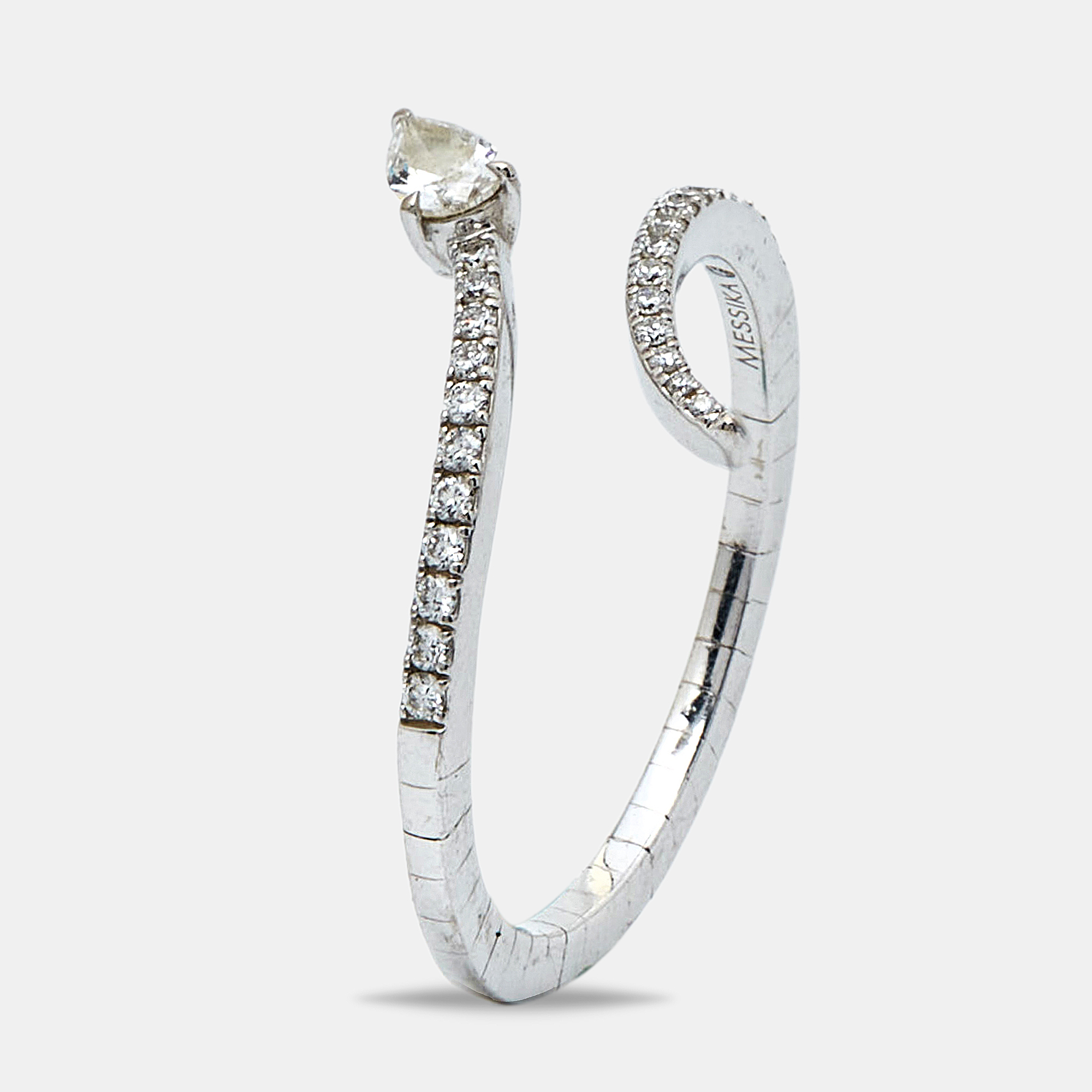 Pre-owned Messika Skinny Snake Diamond 18k White Gold Ring Size 52