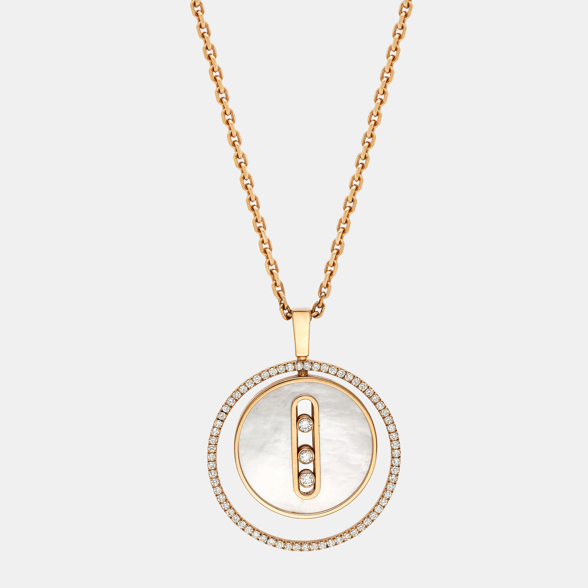 Mother of Pearl Diamond Lucky Move MM 18K Rose Gold Pendant Necklace