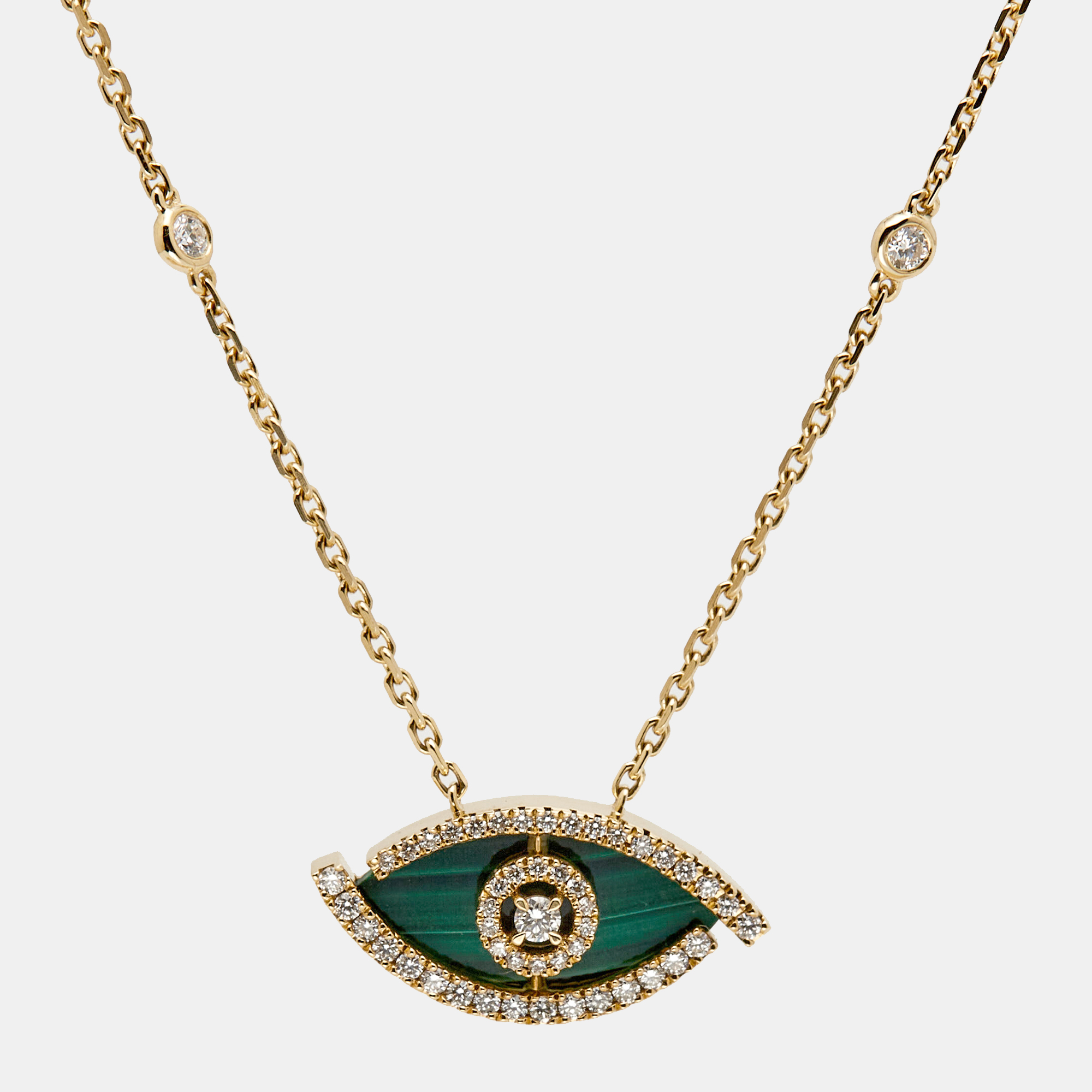 

Messika Lucky Eye Malachite Diamonds 18k Yellow Gold Necklace