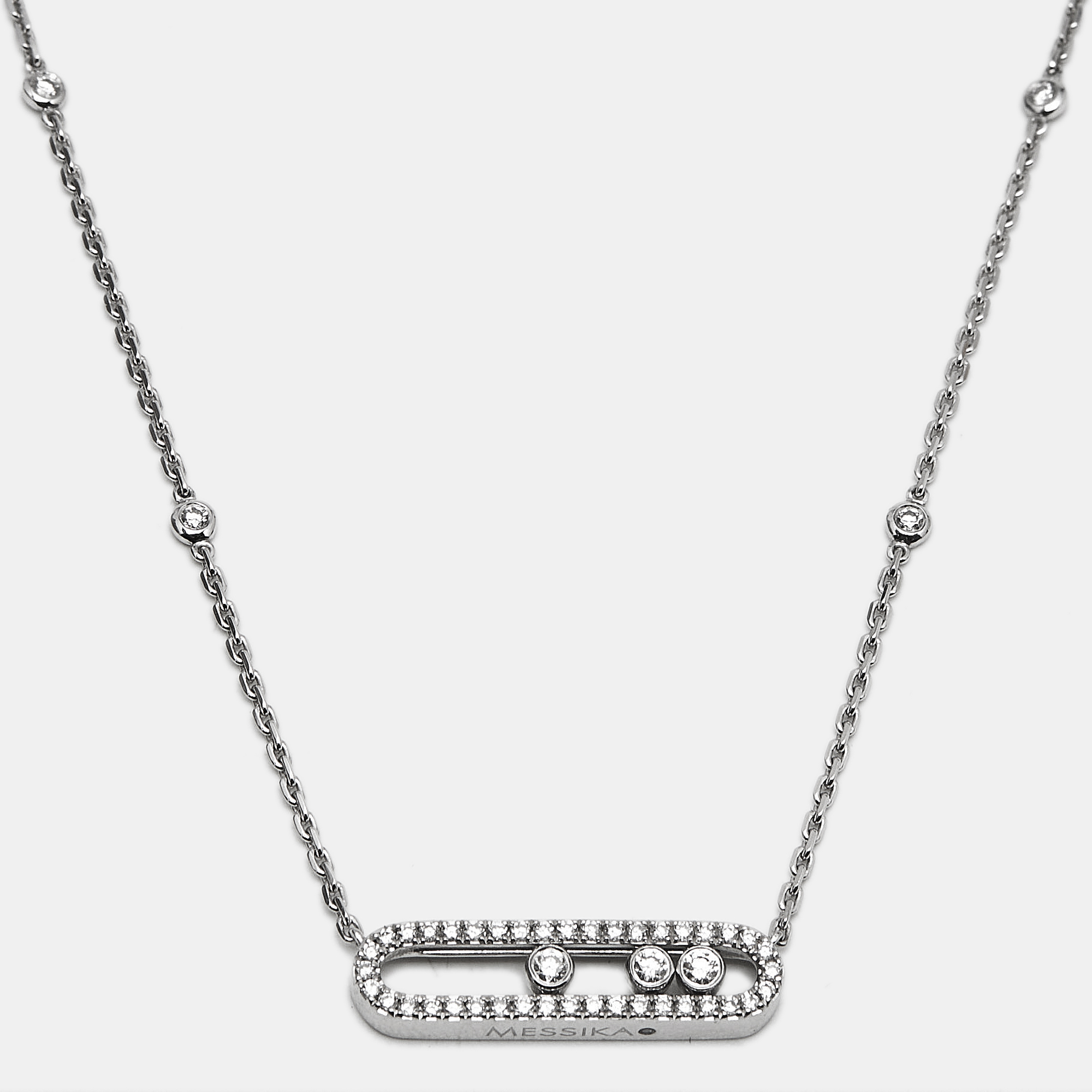 Pre-owned Messika Baby Move Pavé Diamonds 18k White Gold Necklace
