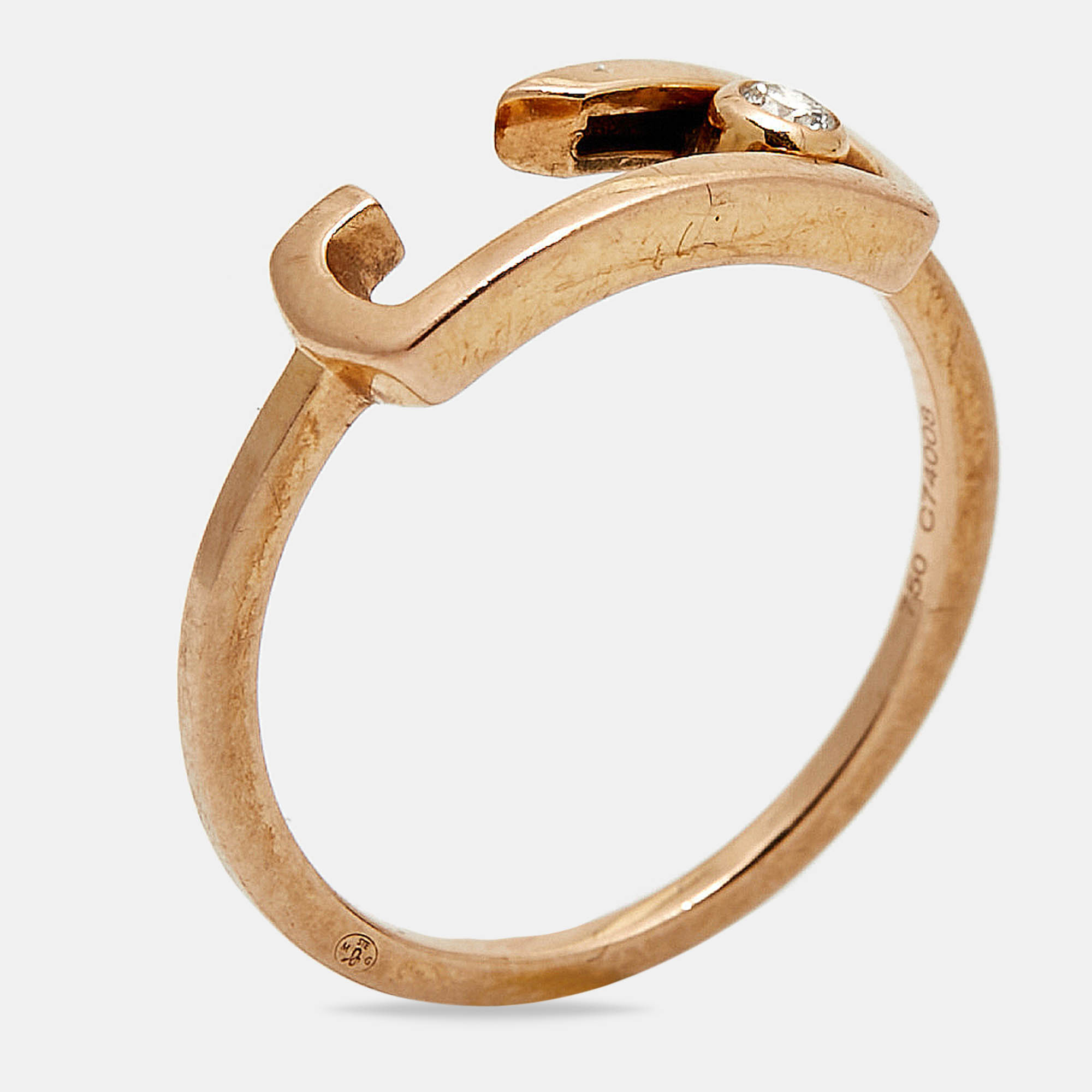 Pre-owned Messika By Gigi Hadid Move Addiction Diamond 18k Rose Gold Ring Size 52