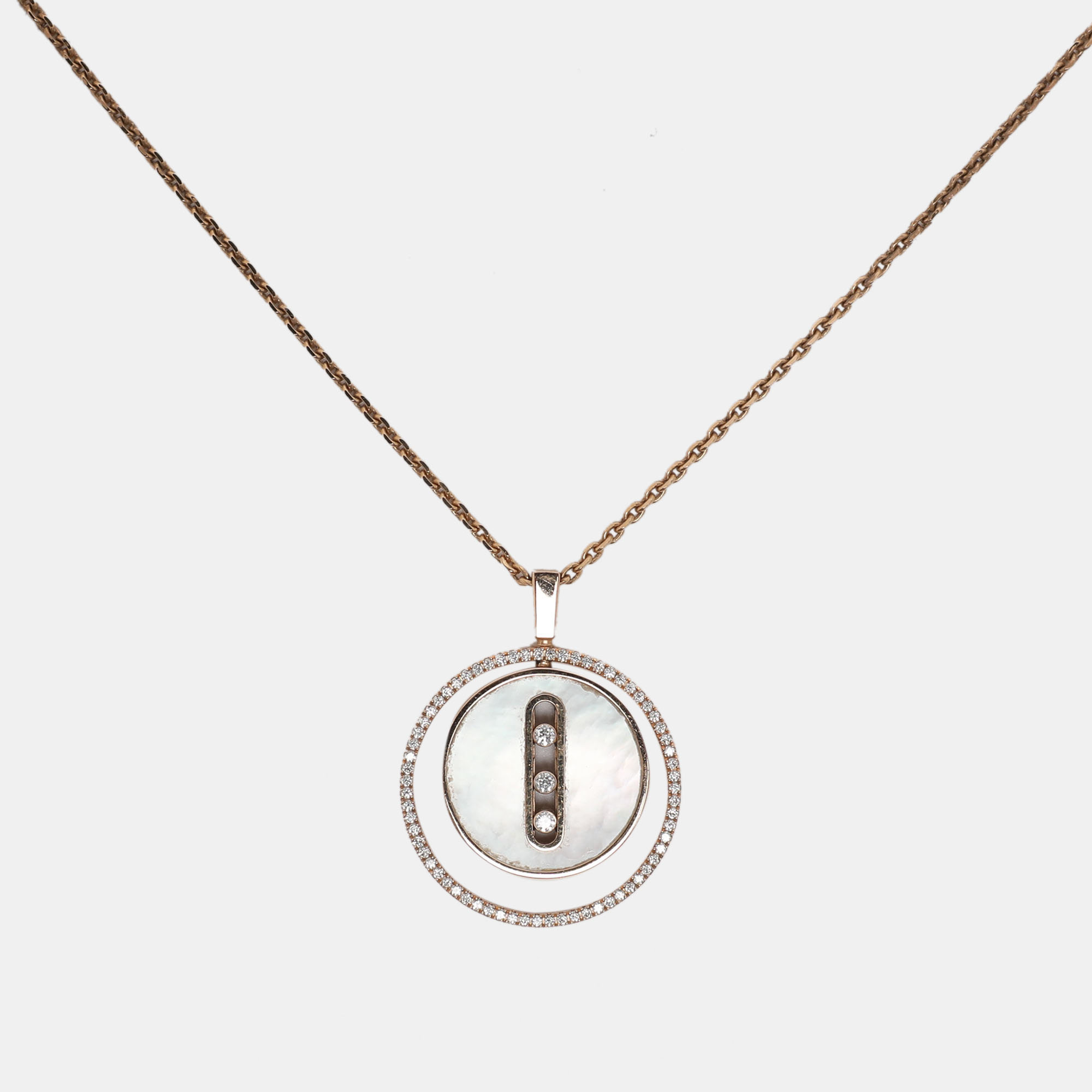

Messika Mother of Pearl Diamond Lucky Move MM 18K Rose Gold Pendant Necklace