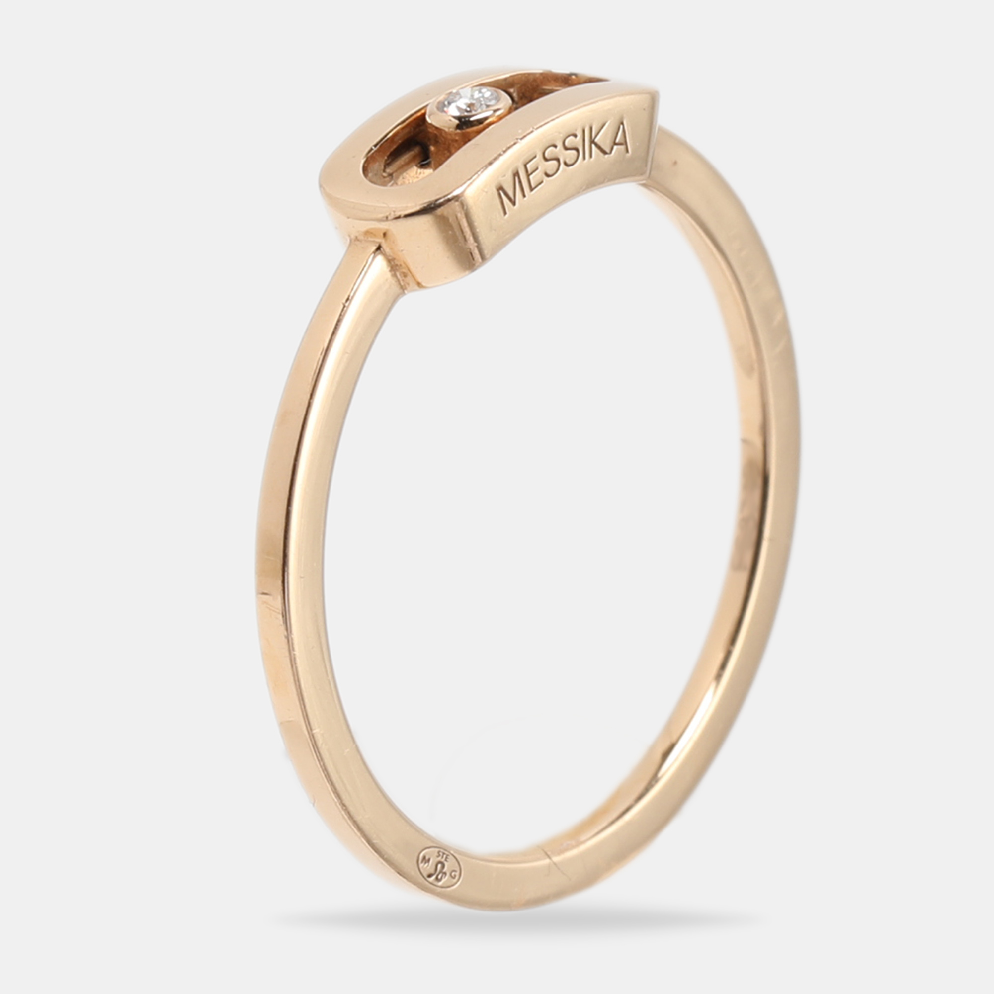 Pre-owned Messika Move Uno Diamond 18k Gold Ring Size 53