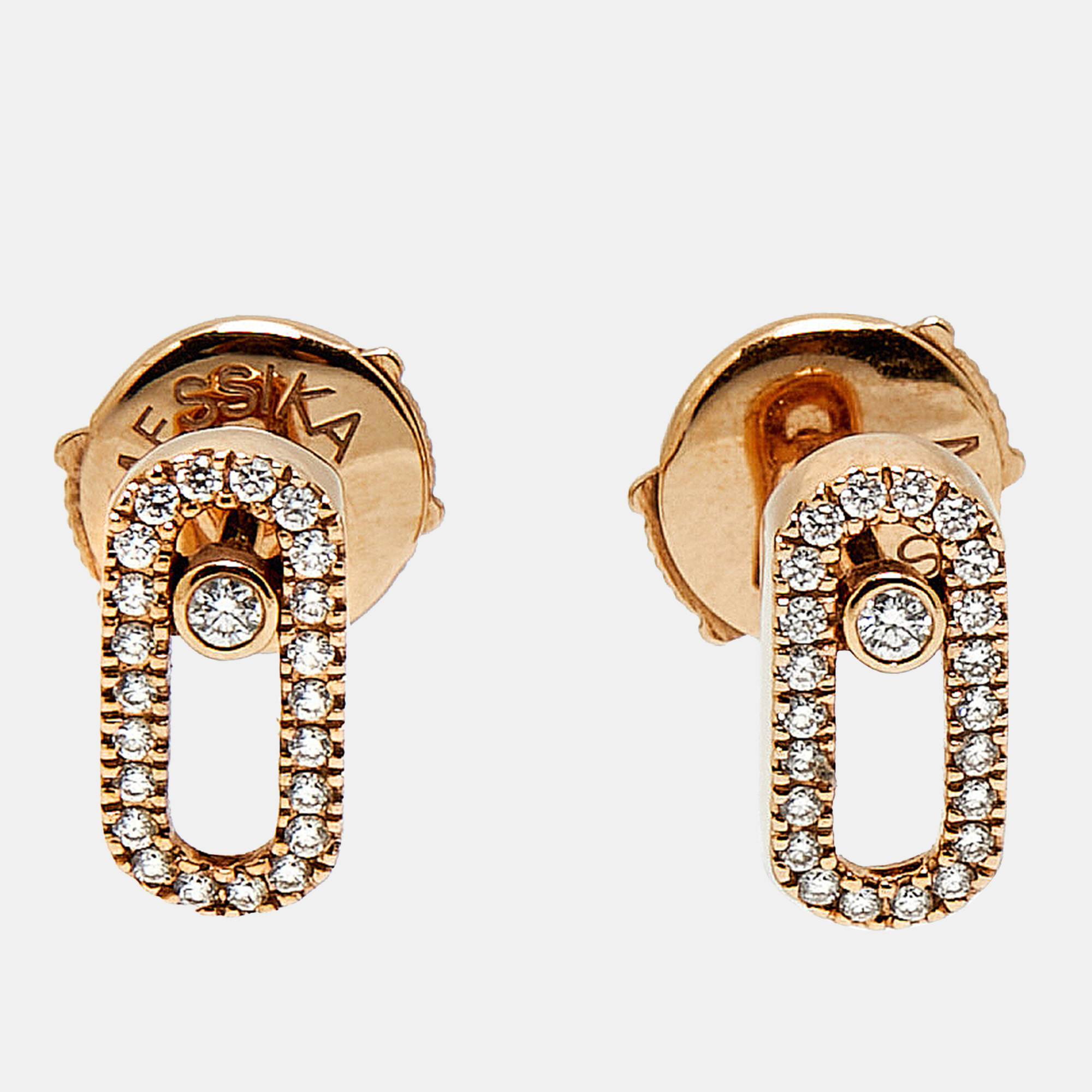 Pre-owned Messika Move Uno Diamonds 18k Rose Gold Earrings