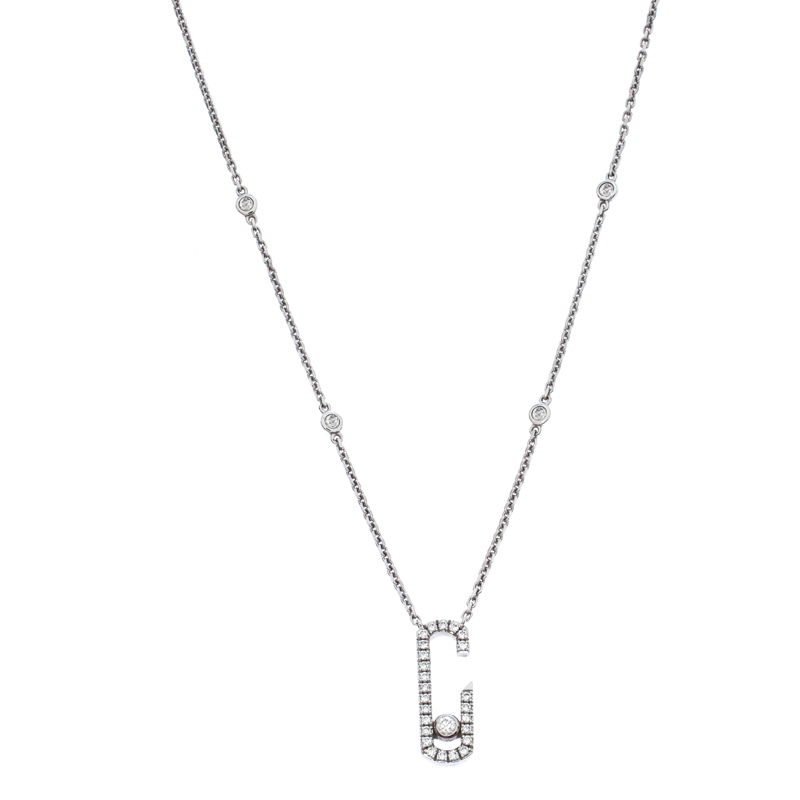 Messika By Gigi Hadid Move Addiction Pave Diamond 18k White Gold Pendant Necklace