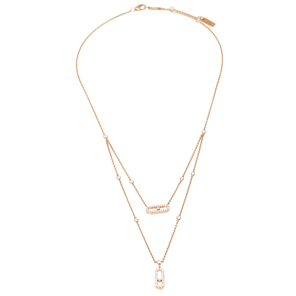 

Messika Move Uno 2 Rows Pave Diamond 18K Rose Gold Layered Necklace