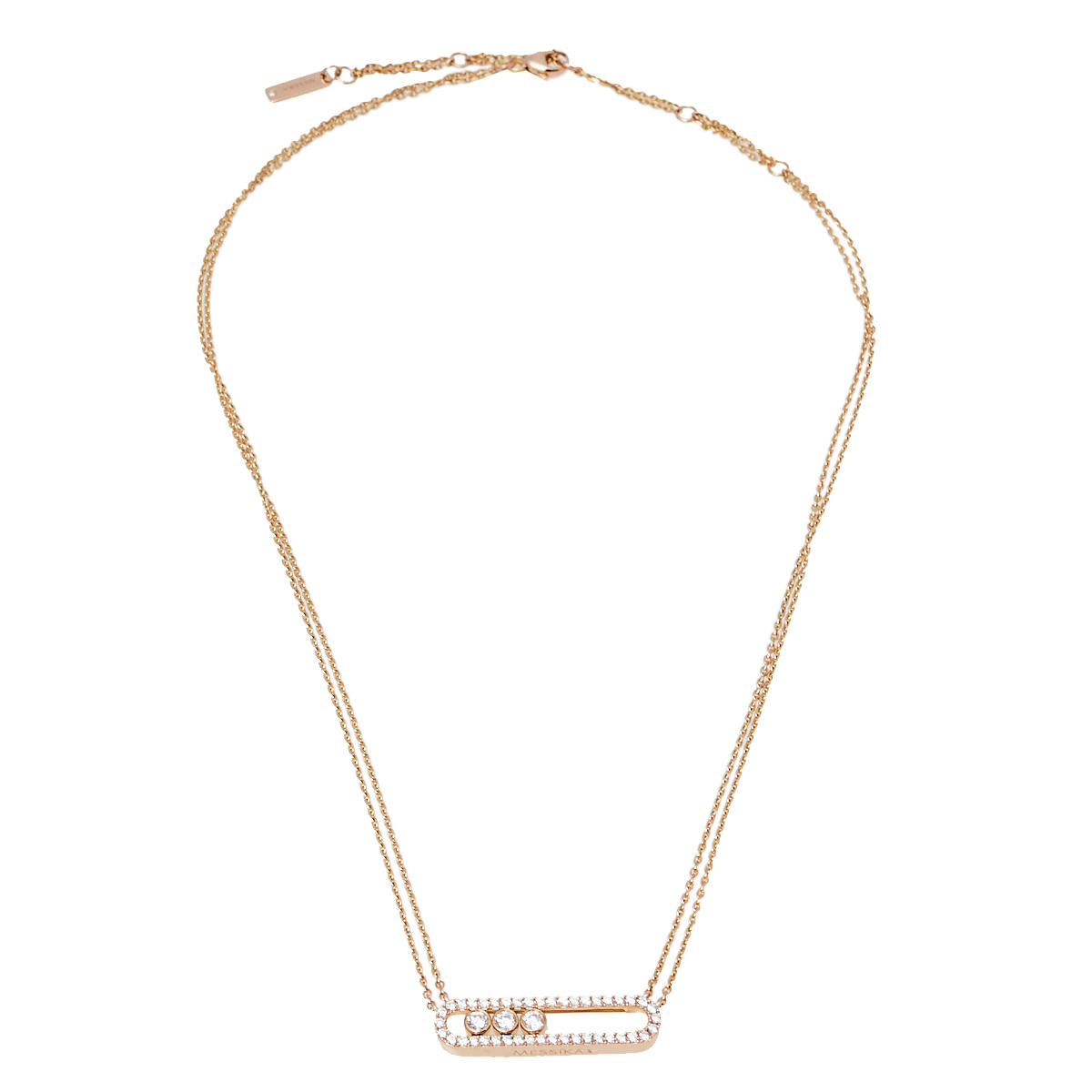 

Messika Move Pave Diamond 18K Rose Gold Double Chain Necklace
