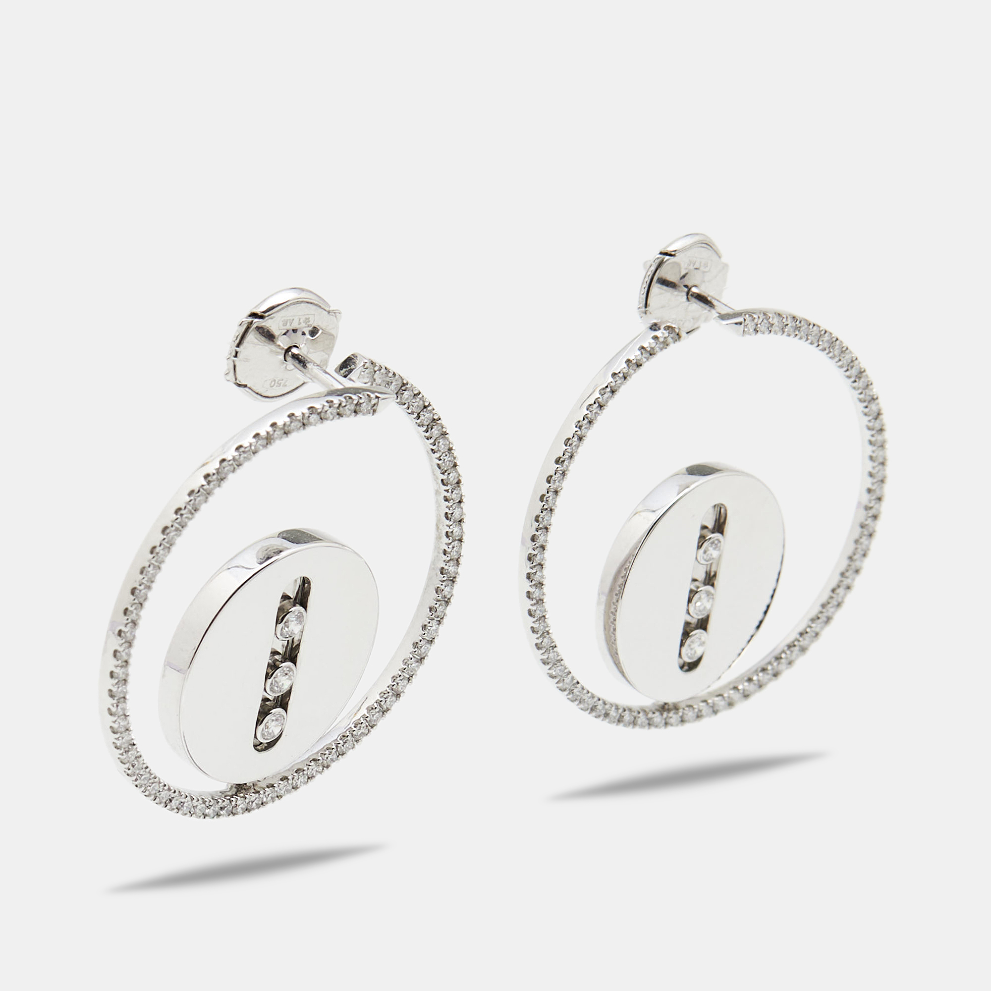 

Messika Créoles Lucky Move MM Diamond 18kt White Gold Hoop Earrings