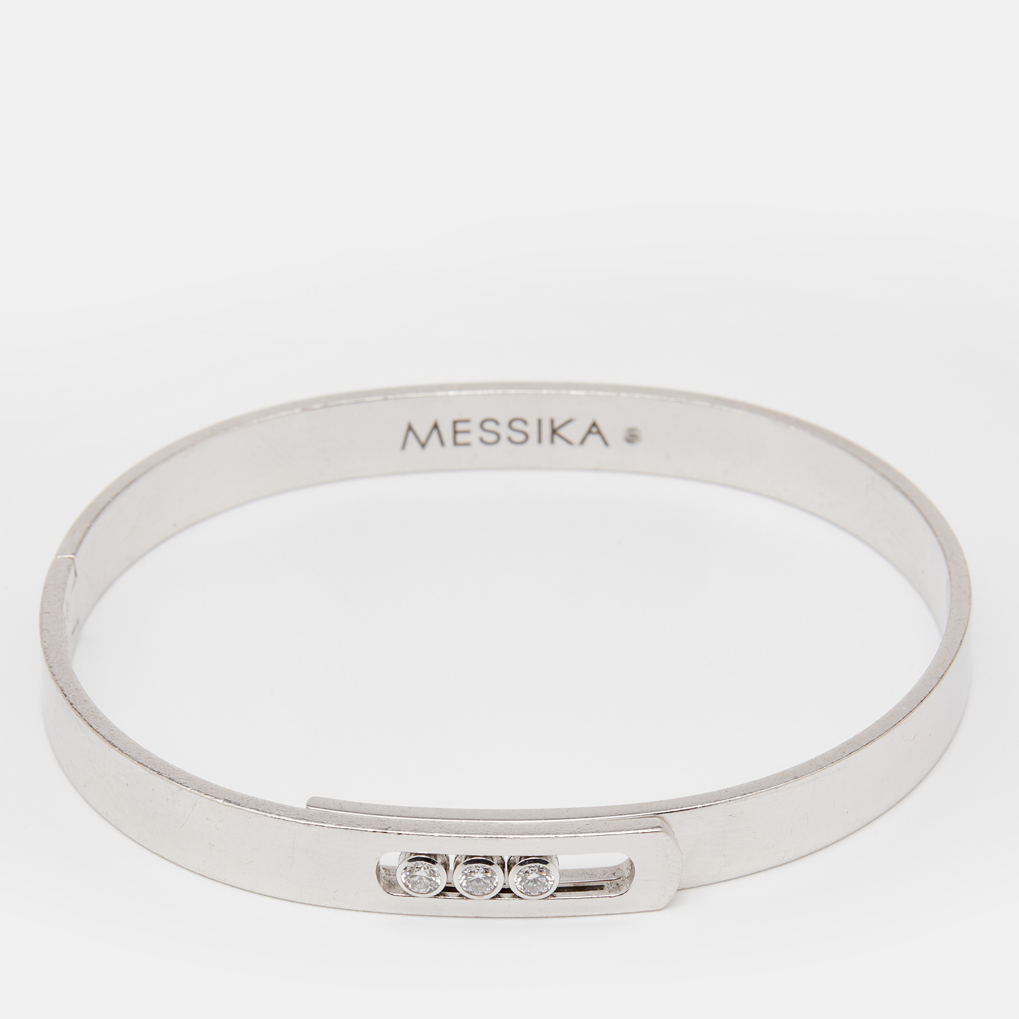 Pre-owned Messika Move Noa Diamonds 18k White Gold Bangle Bracelet