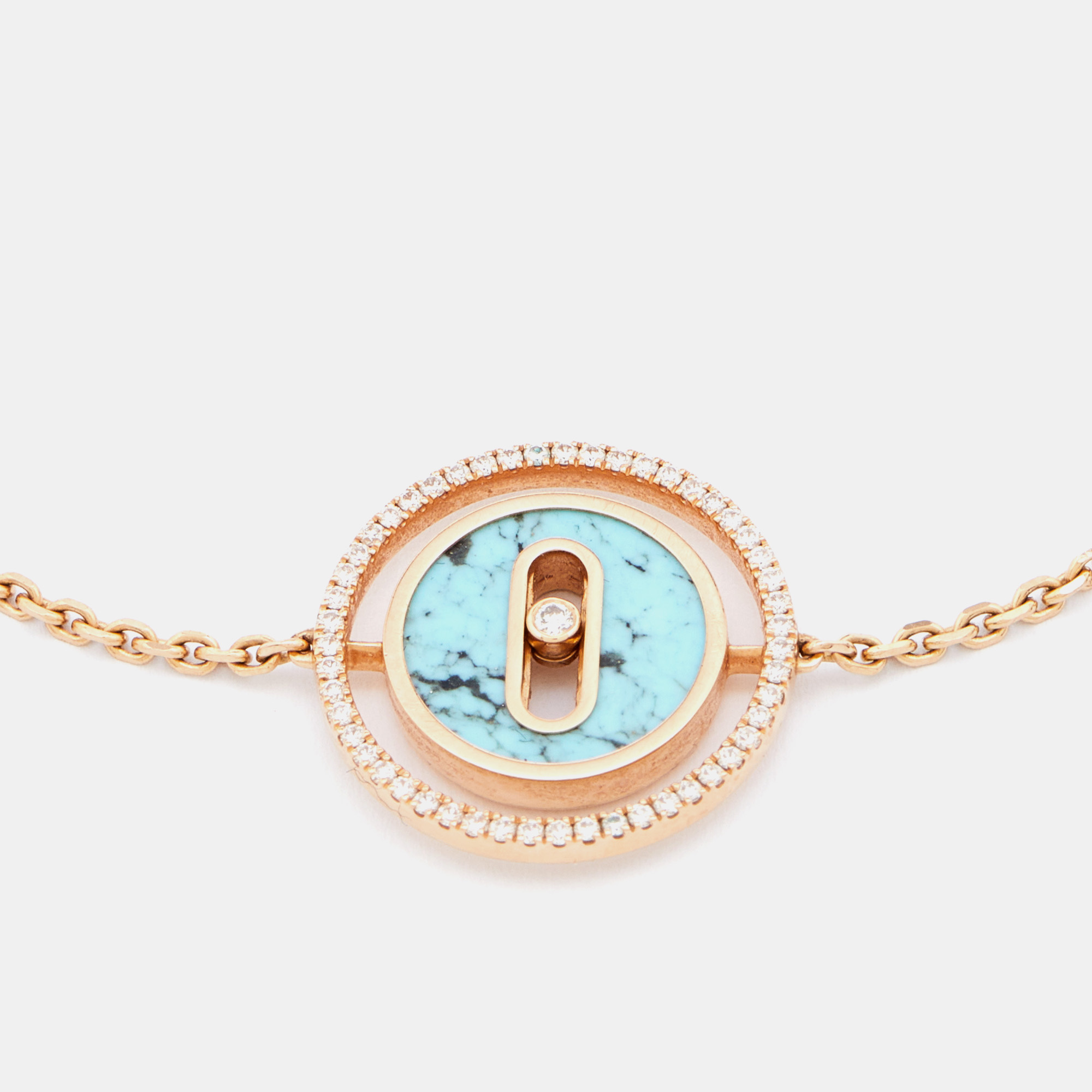 

Messika Lucky Move Diamond Turquoise 18k Rose Gold Bracelet