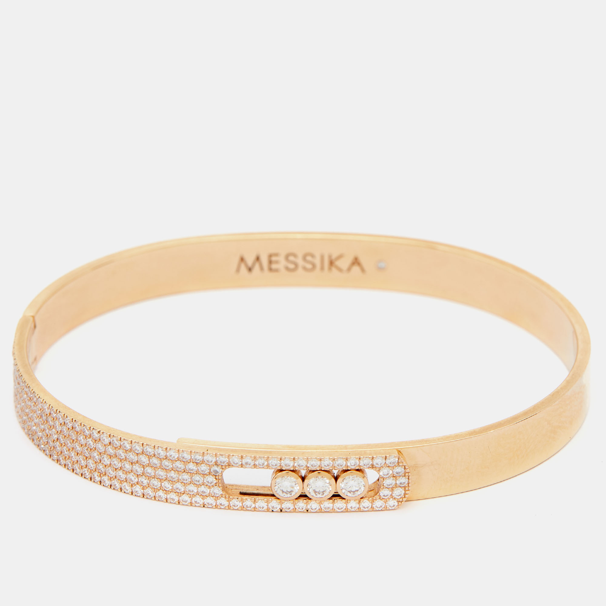 Pre-owned Messika Move Noa Paved Diamonds 18k Rose Gold Bracelet