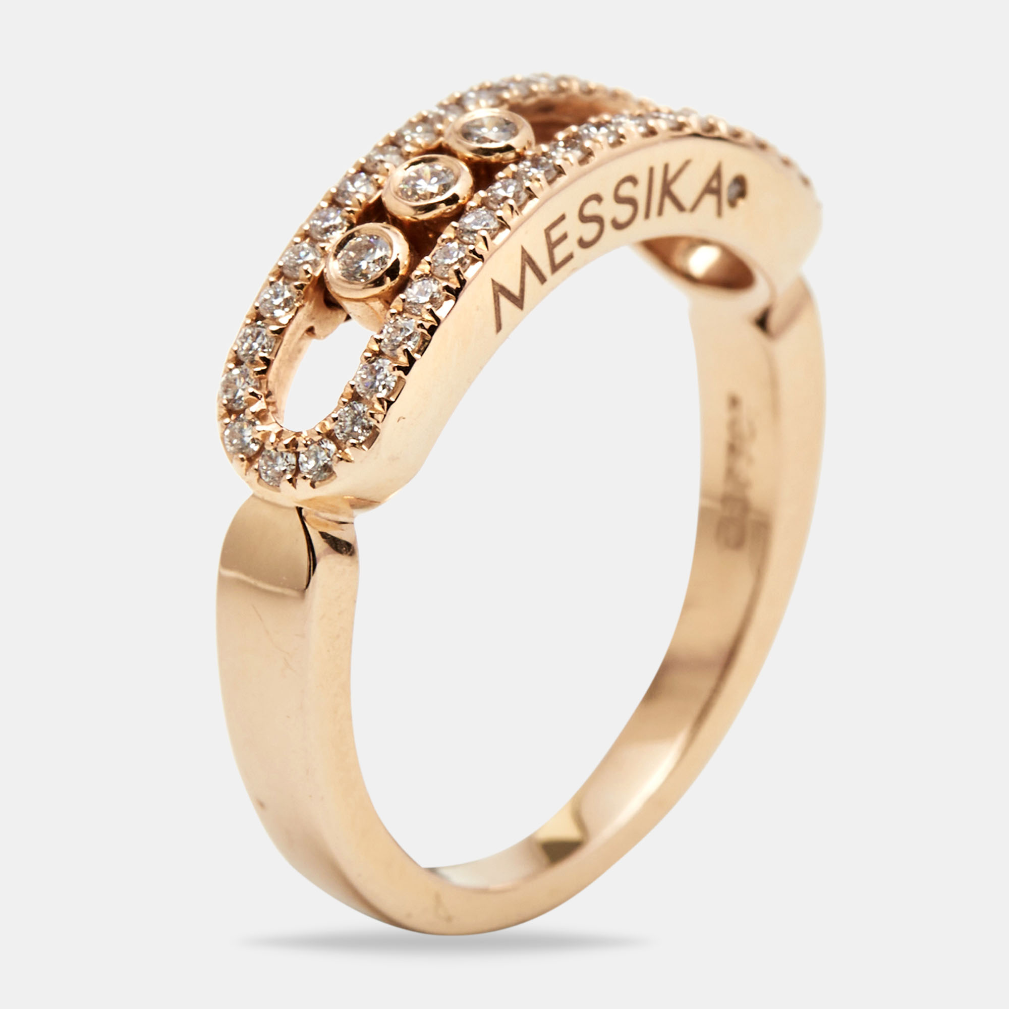 Pre-owned Messika Baby Move Diamonds 18k Rose Gold Ring Size 50