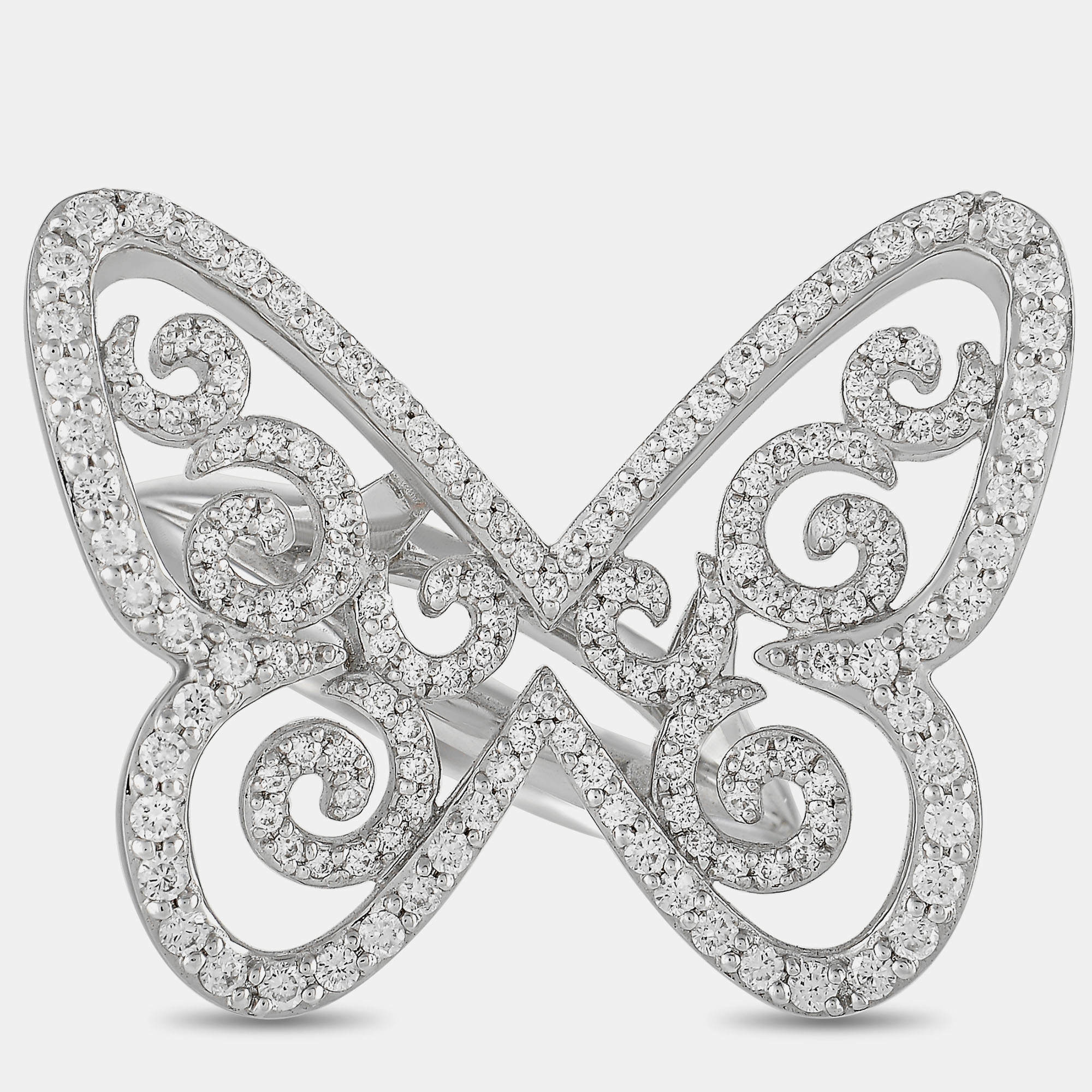 

Messika 18K White Gold 0.78 ct Diamond Arabesque Butterfly Ring US 6.25