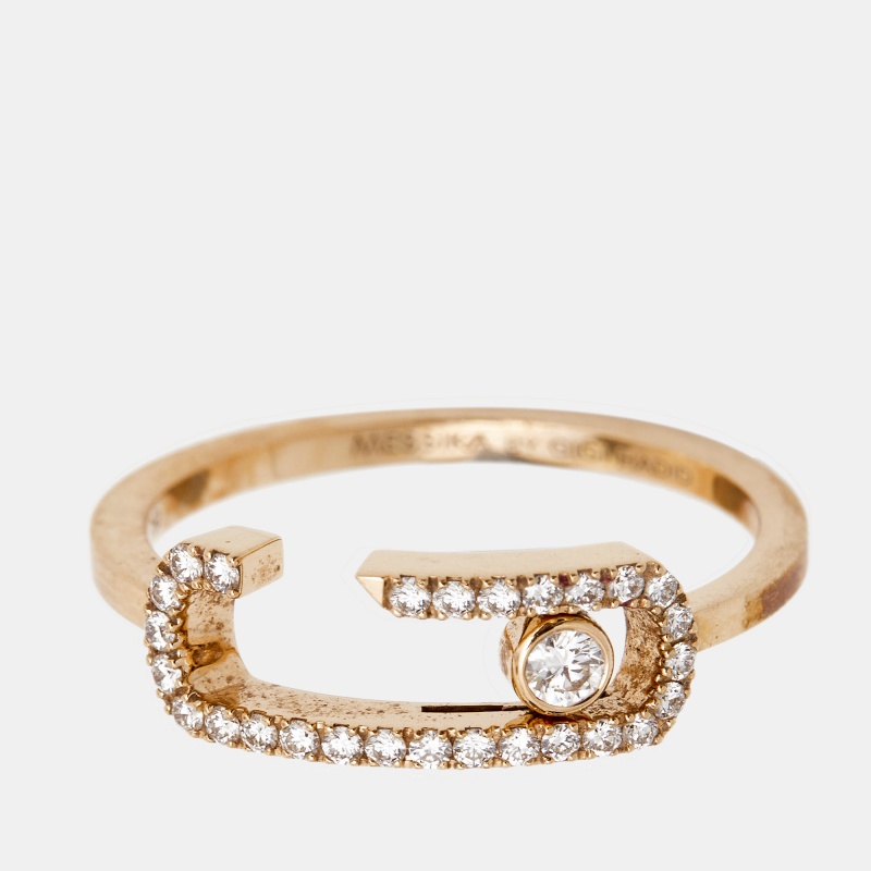 

Messika by Gigi Hadid Move Addiction Pave Diamond 18K Rose Gold Ring Size