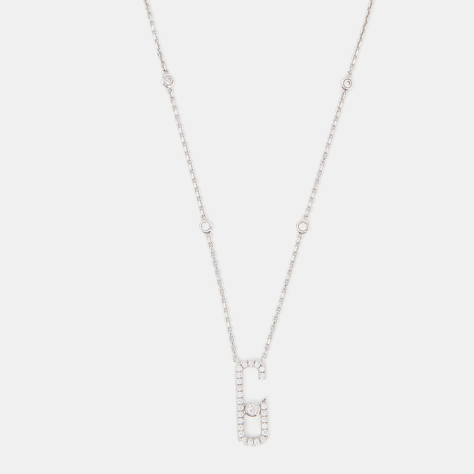 Pre-owned Messika Move Addiction Pavé Diamond 18k White Gold Necklace