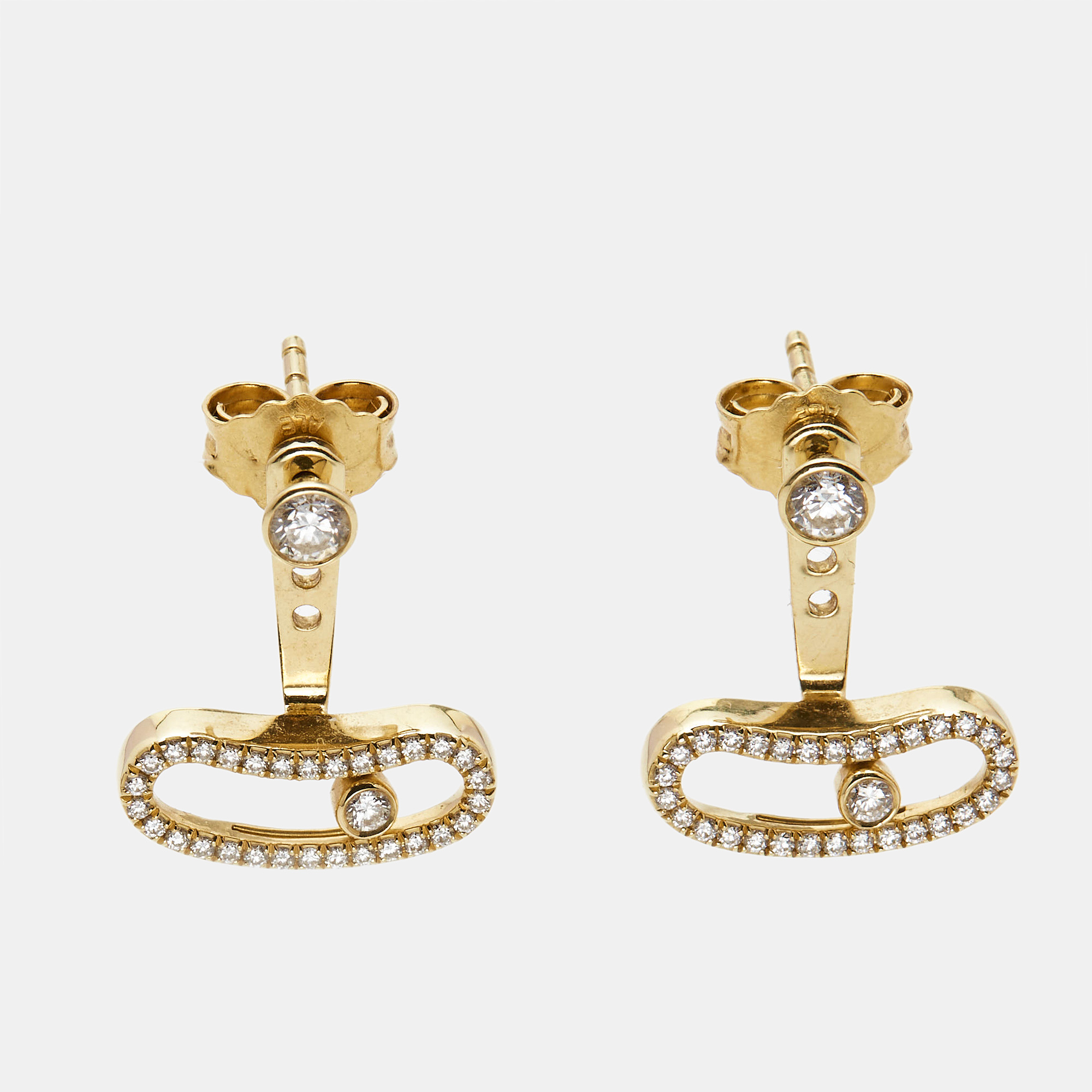 Pre-owned Messika Move Uno Diamond 18k Yellow Gold Earrings
