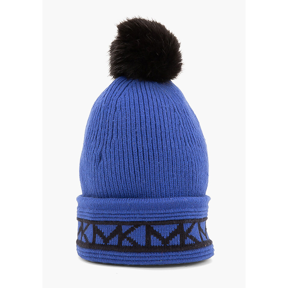 Michael Kors Blue Logo Trim Ribbed Pom-Pom Beanie Michael Kors | TLC