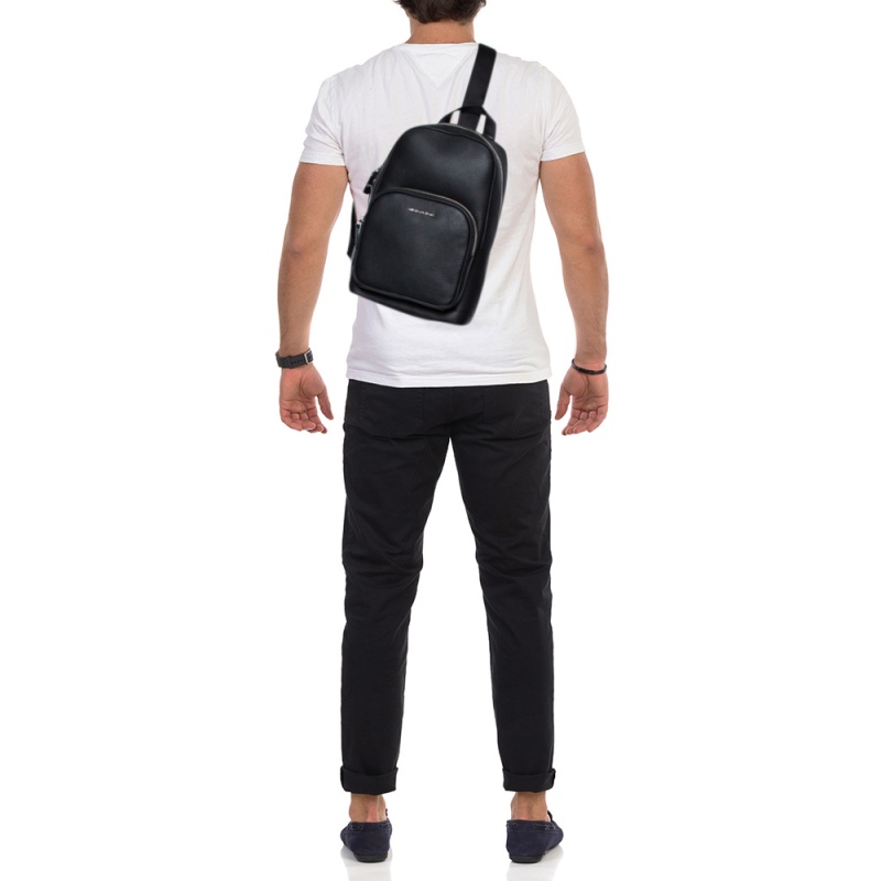 

Michael Kors Black Leather & Mesh Commuter Sling Backpack