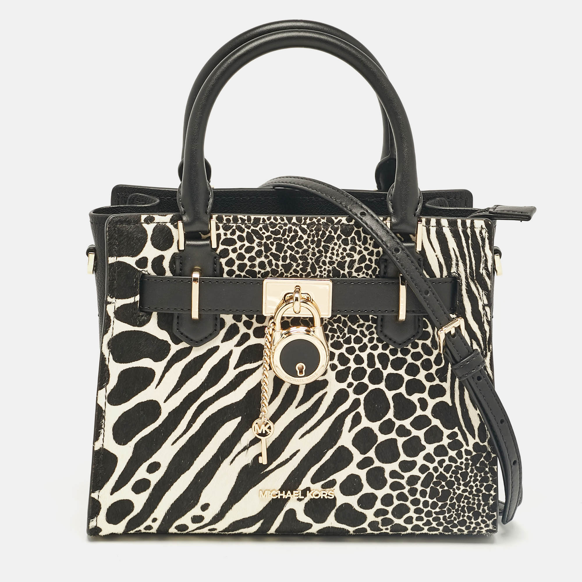 

Michael Kors Black Calfhair and Leather Hamilton Tote