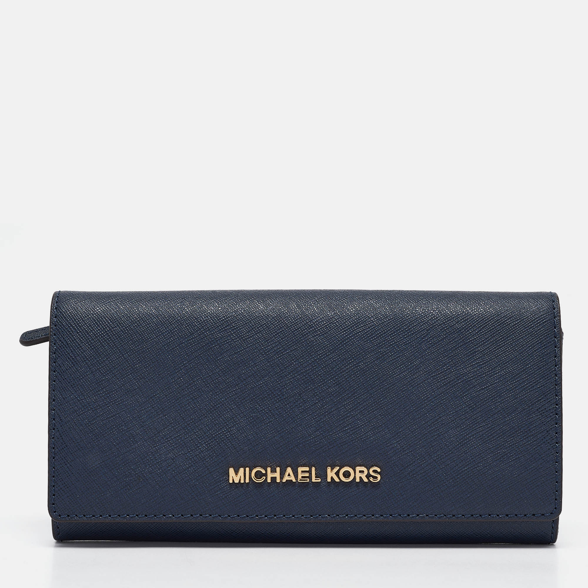 

Michael Kors Navy Blue Leather Jet Set Travel Flap Continental Wallet