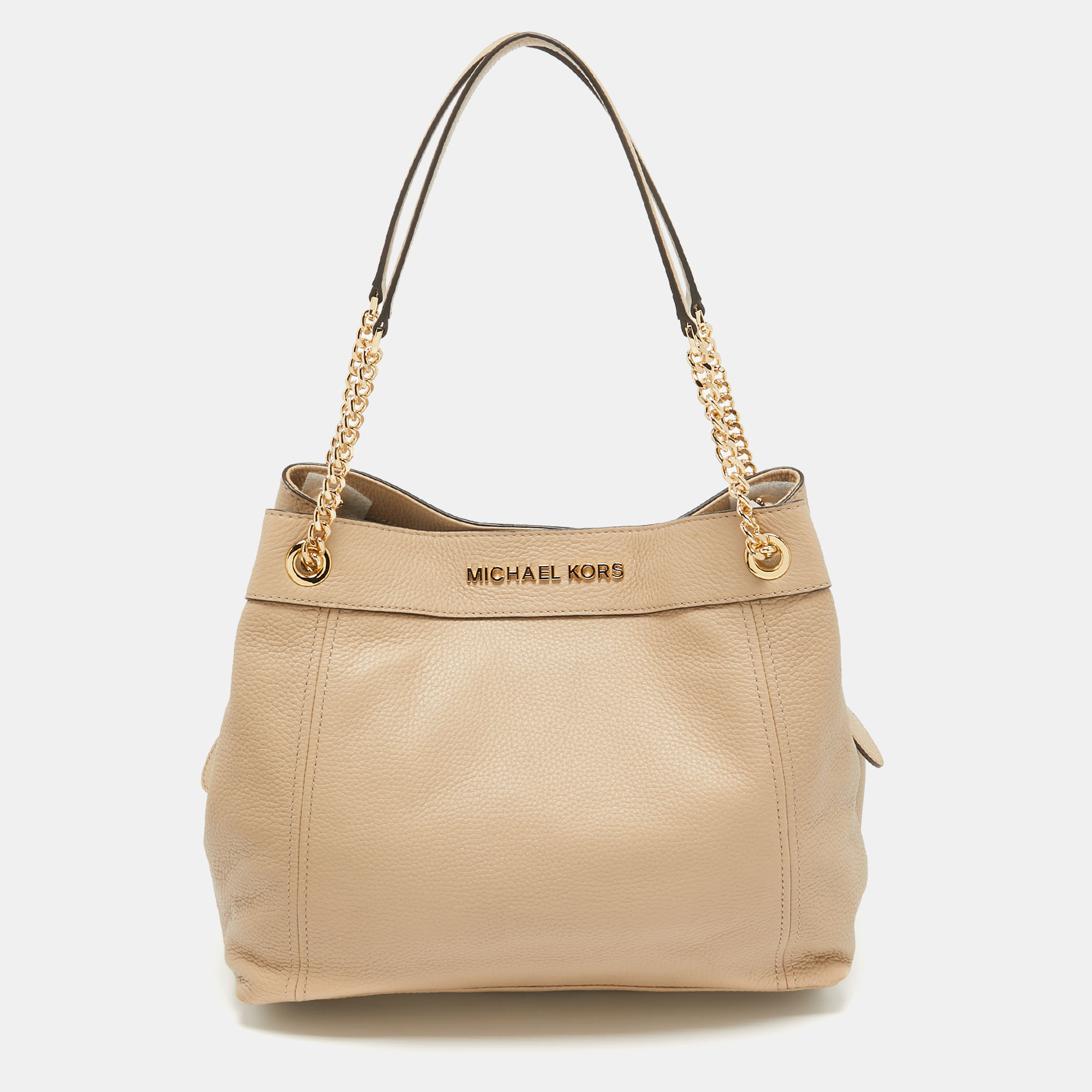 

Michael Kors Beige Leather large Jet Set Chain Shoulder Bag