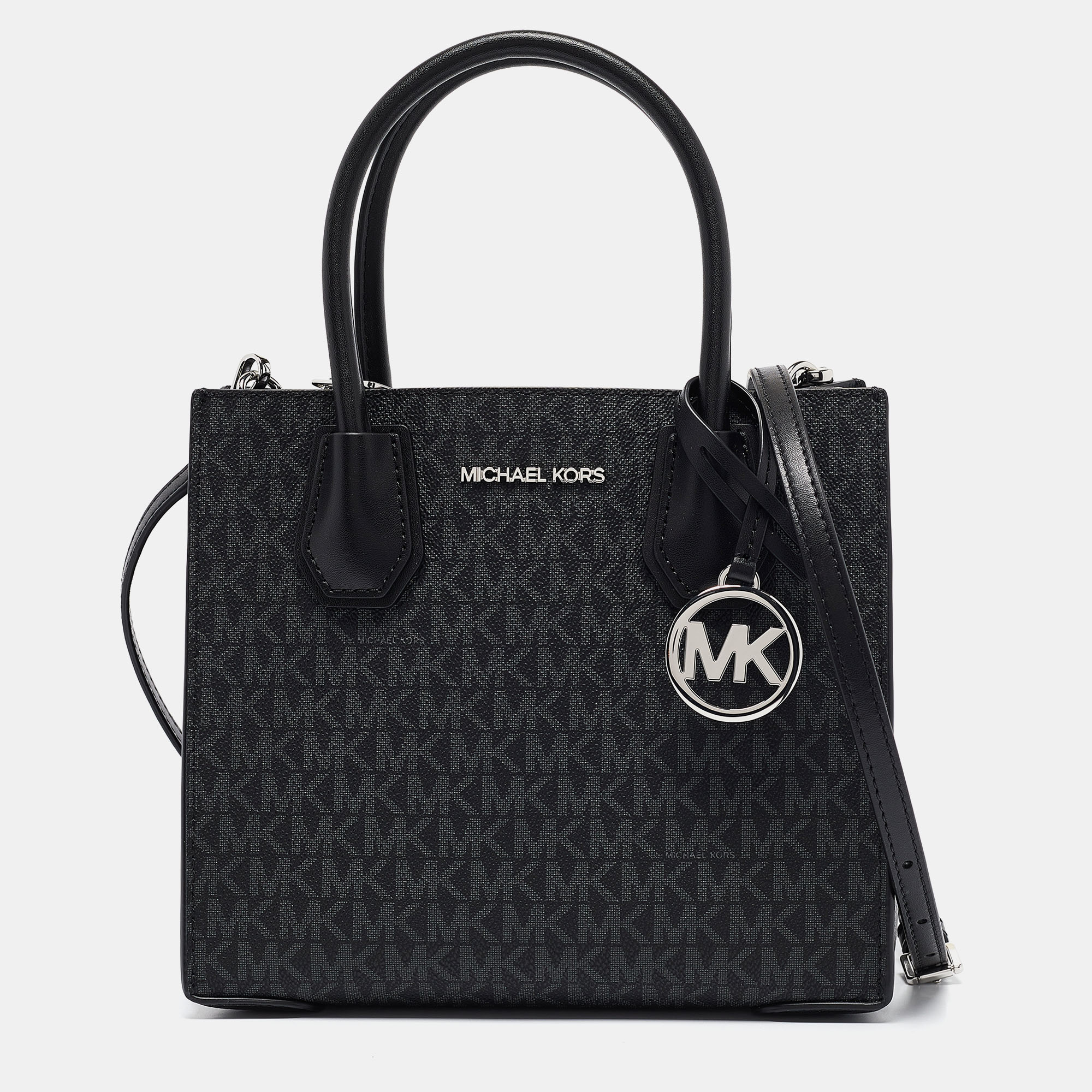 

Michael Kors Black Signature Coated Canvas and Leather Small Mercer Tote