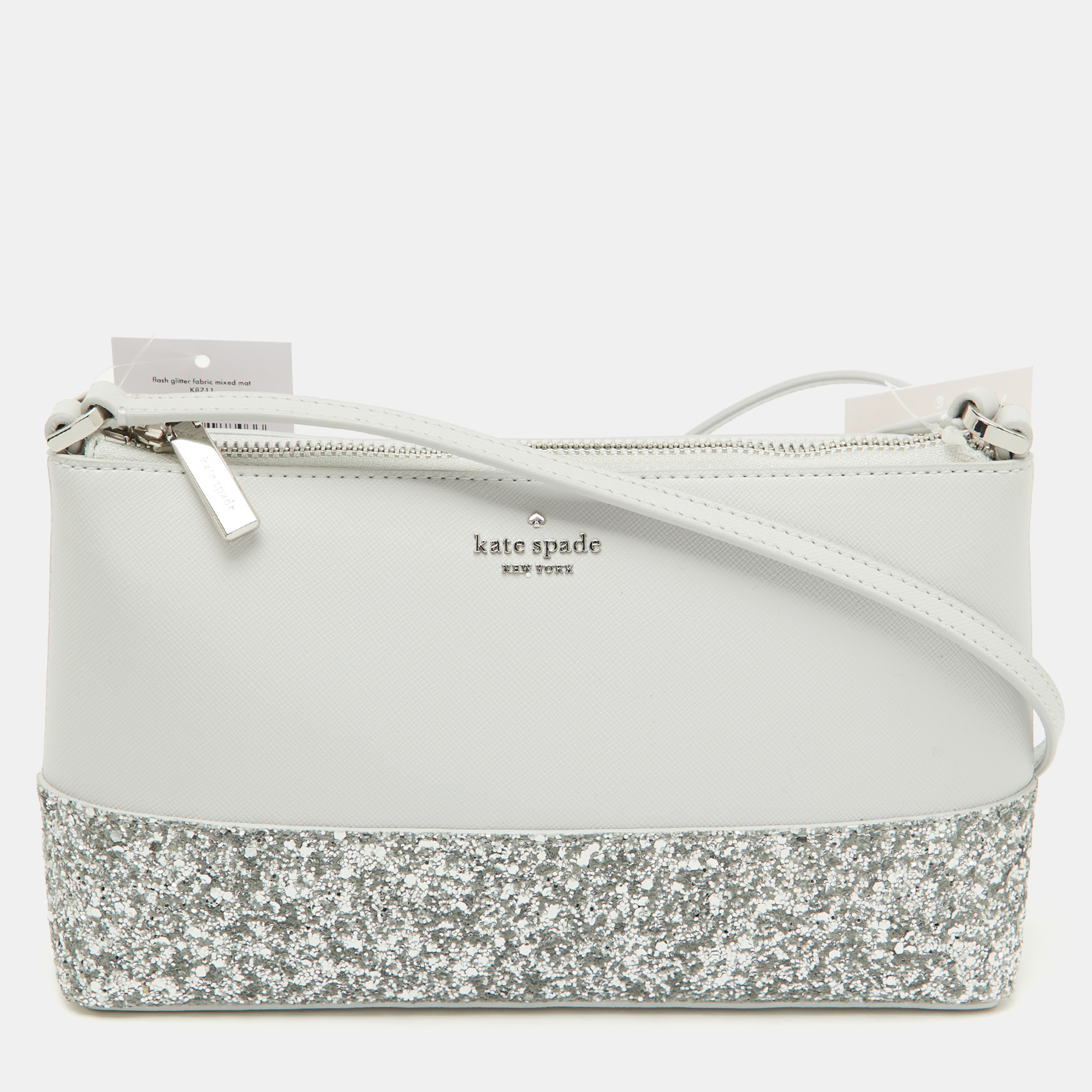 

Kate Spade Grey Glitter and Leather Ramey Greta Court Crossbody Bag