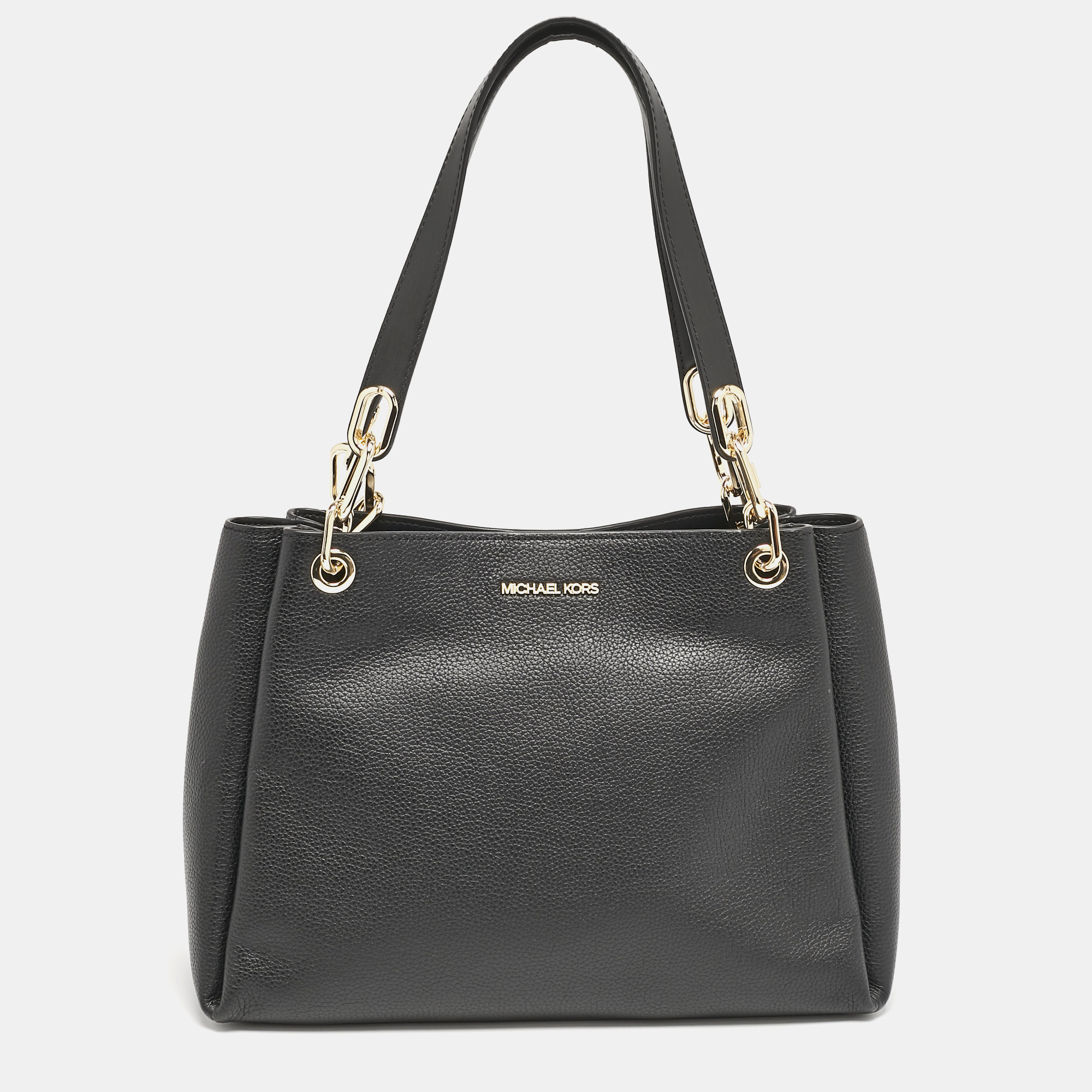 Pre-owned Michael Kors Black Leather Large Trisha Tote