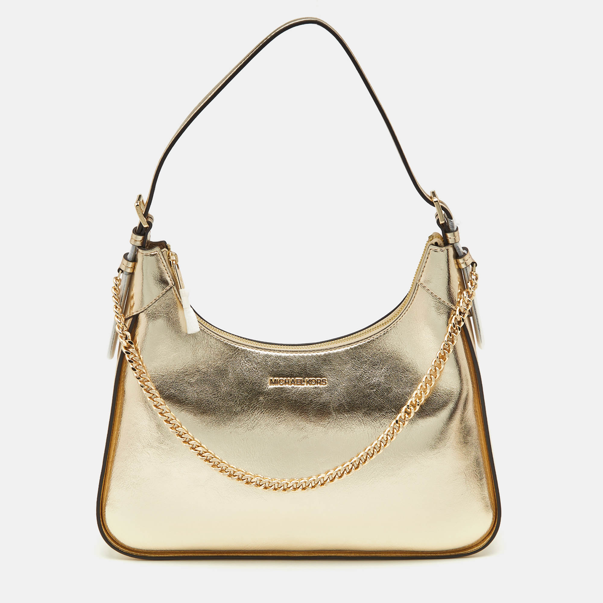 

Michael Kors Gold Leather Large Wilma Chain Hobo