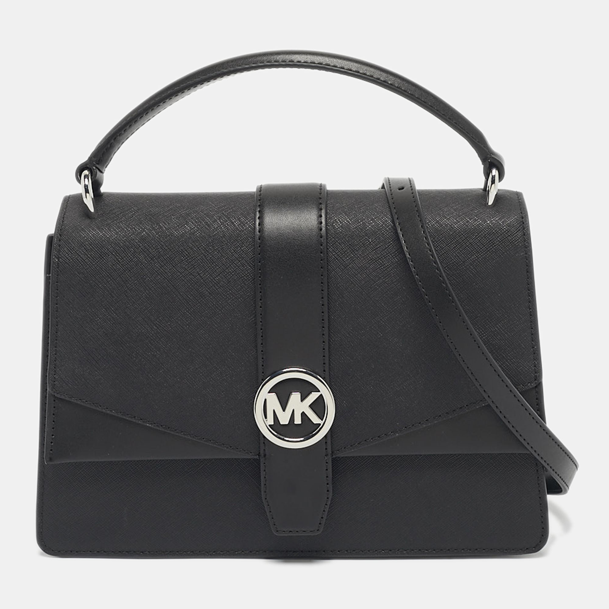 

Michael Kors Black Leather  Greenwich Top Handle Bag