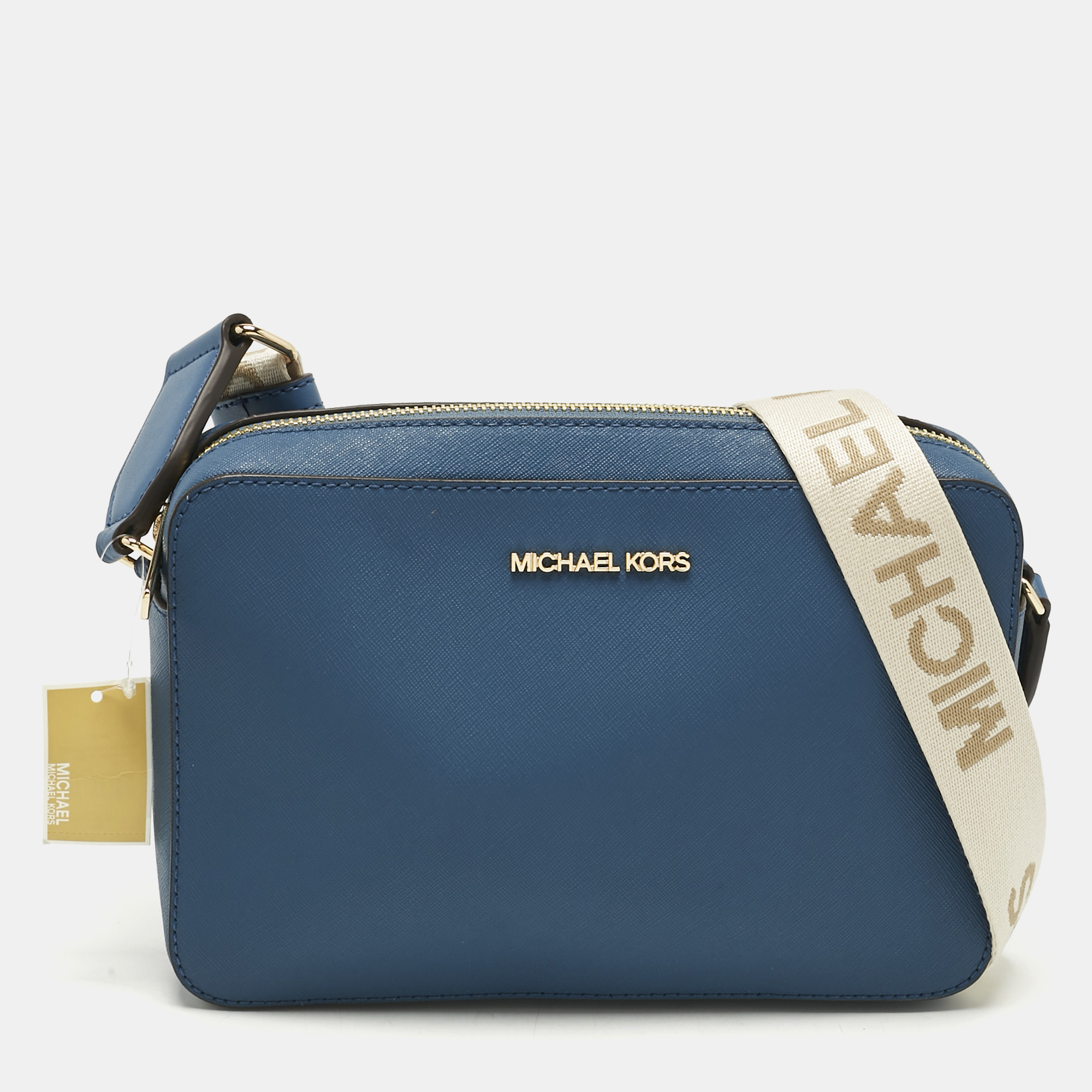 

Michael Kors Blue Leather  East West Jet Set Crossbody Bag