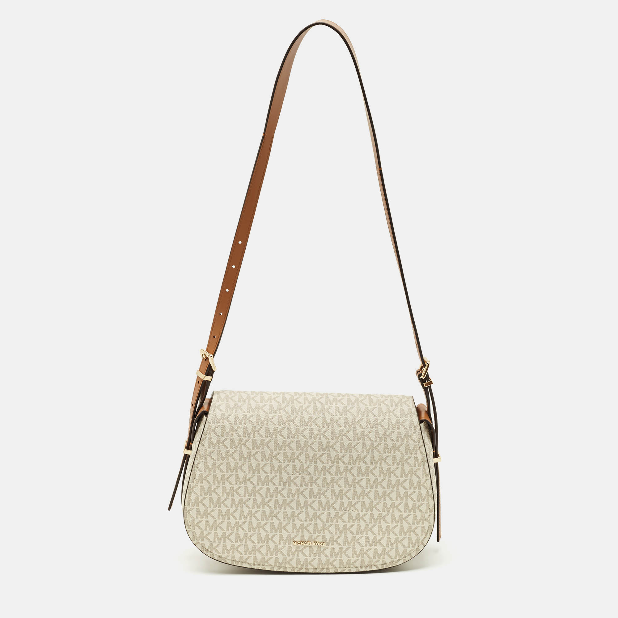 

Michael Kors Brown/Off White Signature Coated Canvas and Leather Medium Lydia Messenger Bag