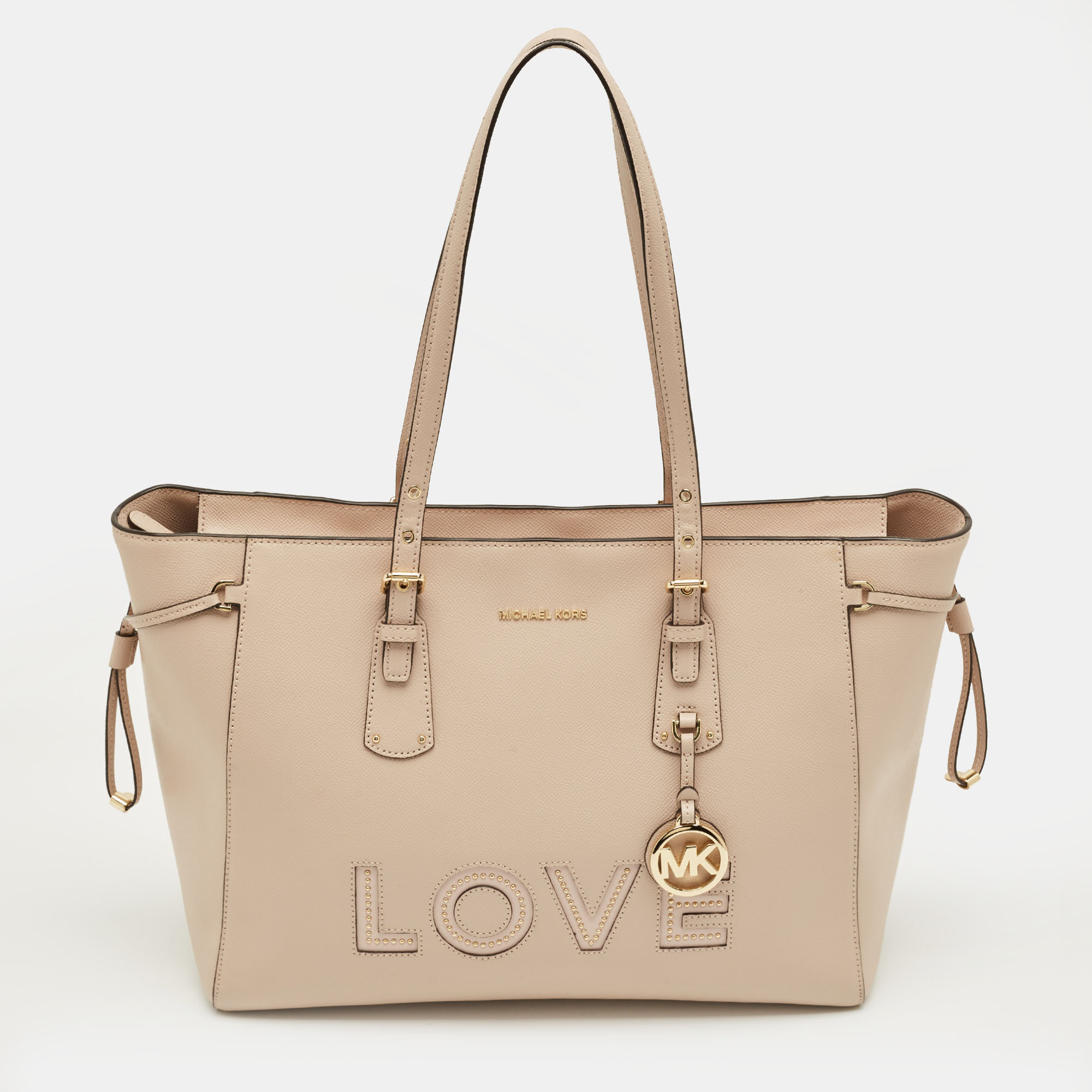 Pre-owned Michael Kors Pink Leather Large Voyager Shopper Tote