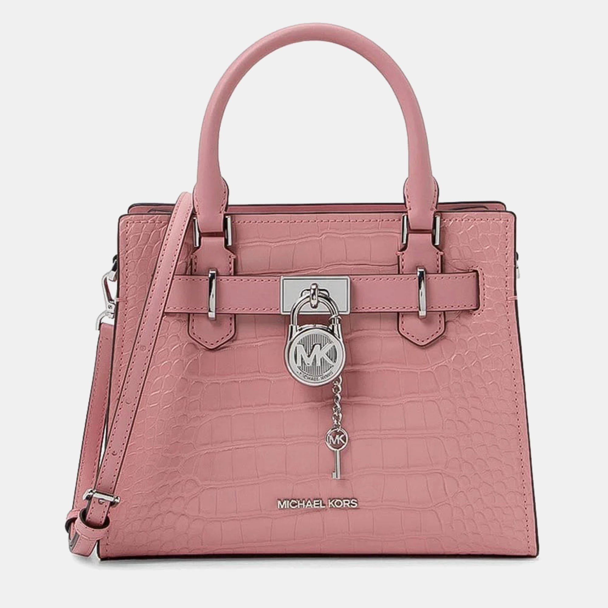 Pre-owned Michael Kors Textured Pink Leather Crossbody Bag