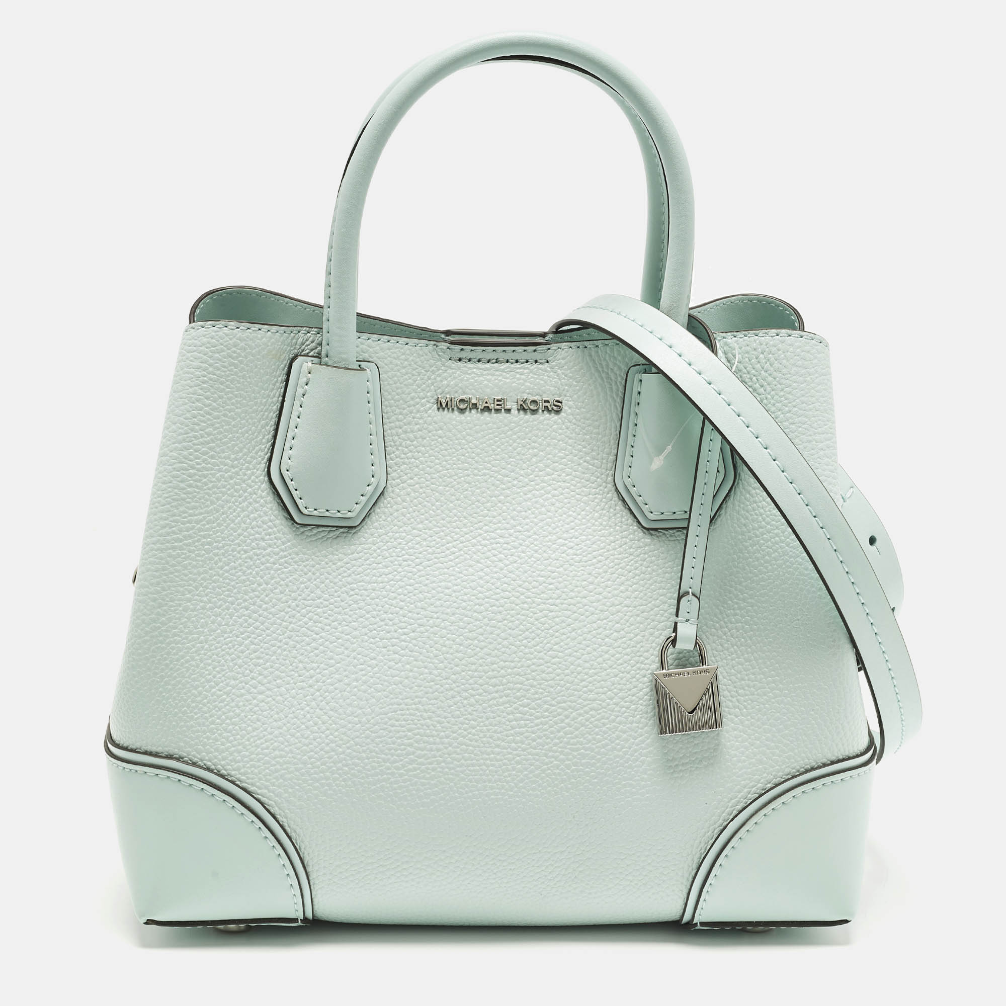 

Michael Kors Mercer Gallery Small Light Aqua Green Leather Tote