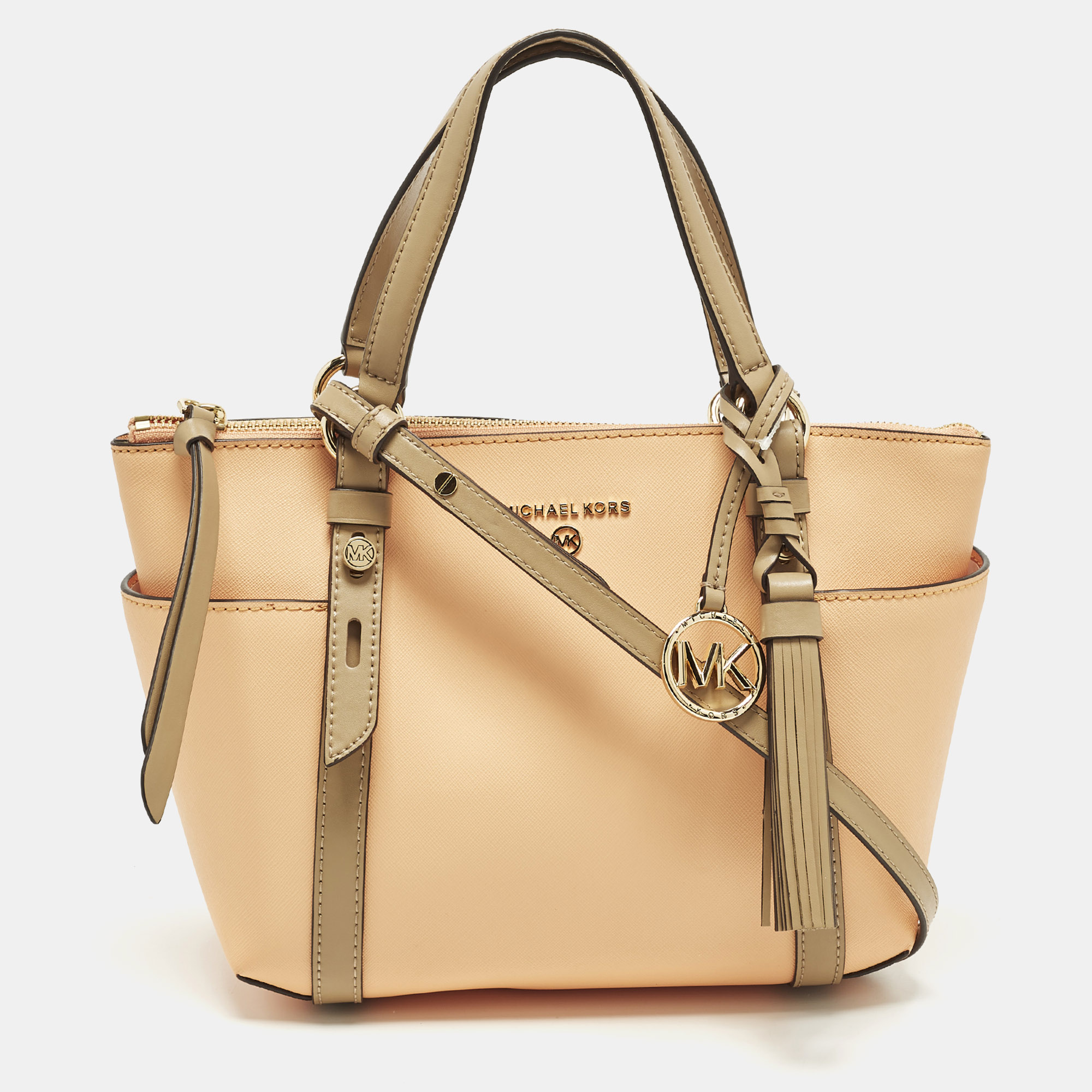 

Michael Kors Sullivan Small Peach/Beige Leather Tote, Orange