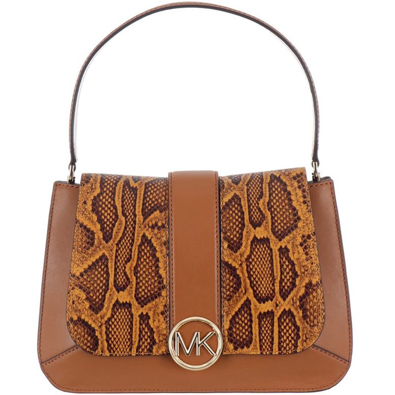 

Michael Michael Kors Brown Snake Embossed and Leather Lillie Top Handle Shoulder Bag