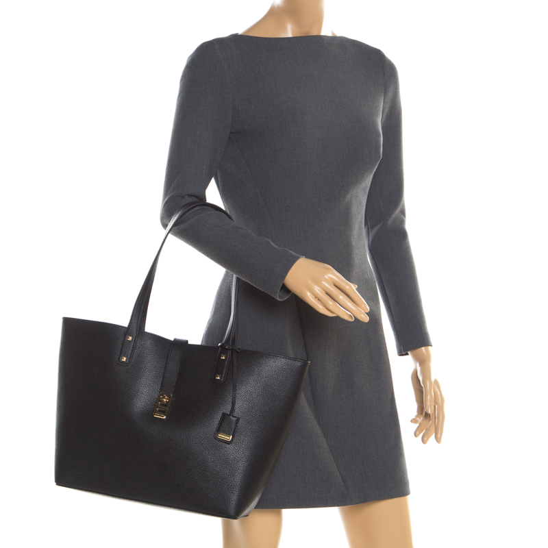 

Michael Kors Black Leather  Karson Luggage Carryall Tote