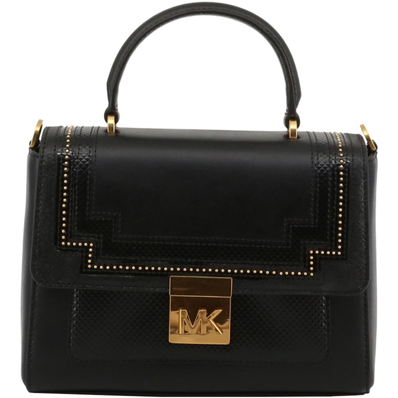 Pre Owned Michael Kors Black Leather Whitney Top Handle Bag