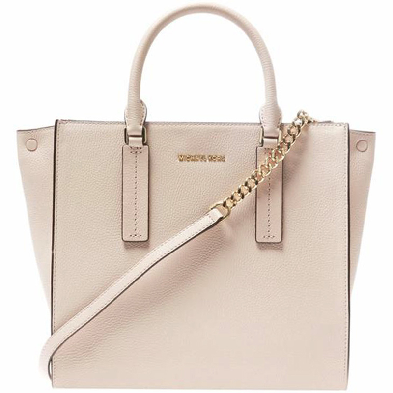 white and tan michael kors purse