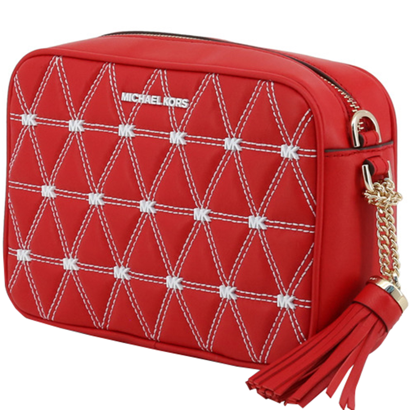 

Michael Kors Bright Red Quilted Leather Medium Ginny Crossbody Bag
