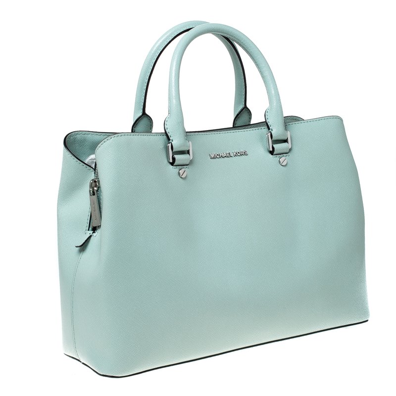 Michael Kors Michael Lime Green Leather Savannah Celadon Tote