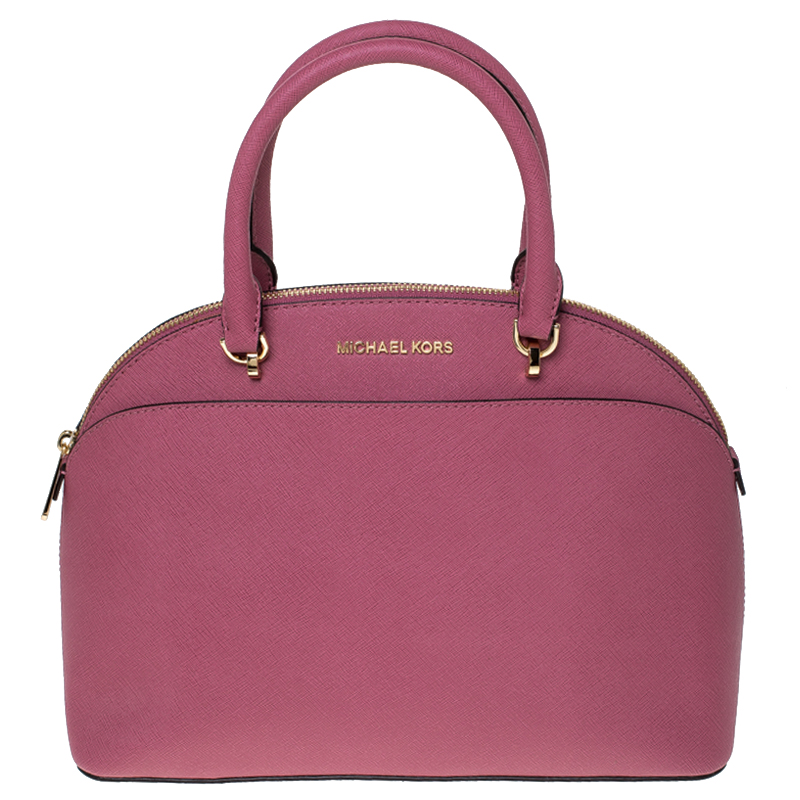 Pre Owned  MICHAEL Michael Kors Pink Saffiano Leather Emmy Satchel