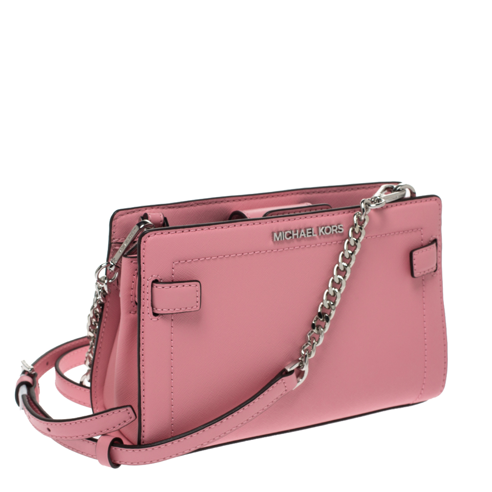 Michael Kors Pink Leather Rayne Crossbody Bag