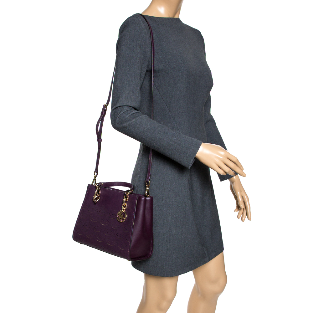 

Michael Kors Purple Perforated Leather Sofia Tote