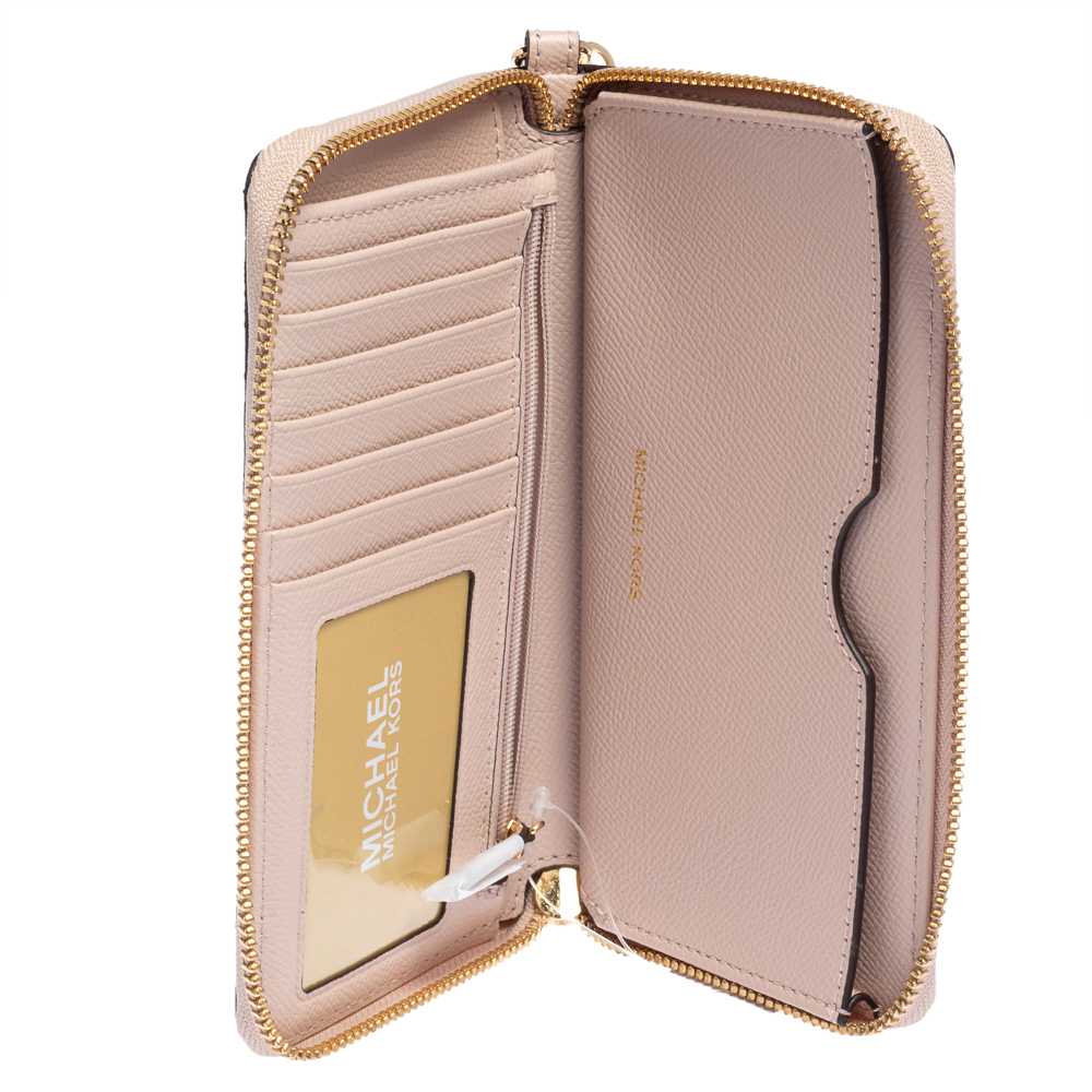 

Michael Kors Blush Pink Leather Zip Around Wristlet Wallet