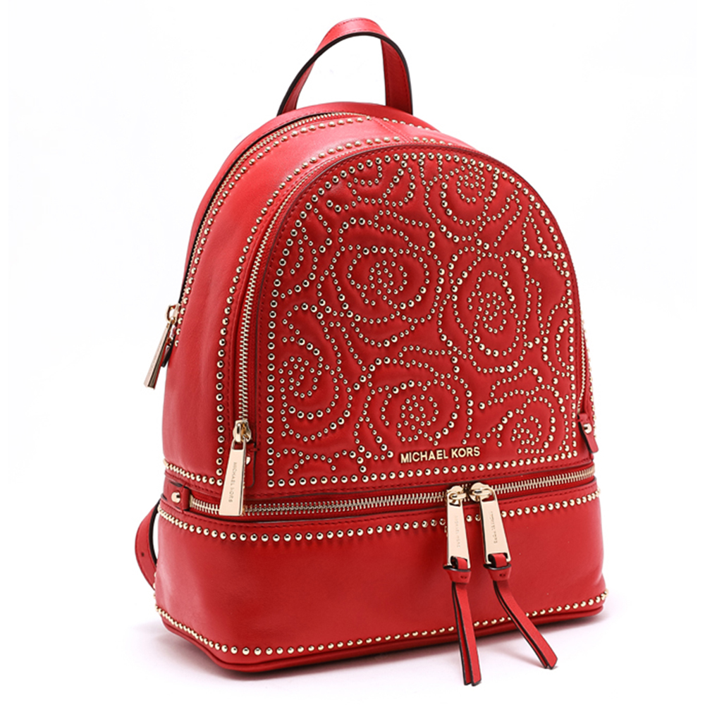 

Michael Kors Red Leather Rhea Mini Studded Backpack (Available for UAE Customers only)